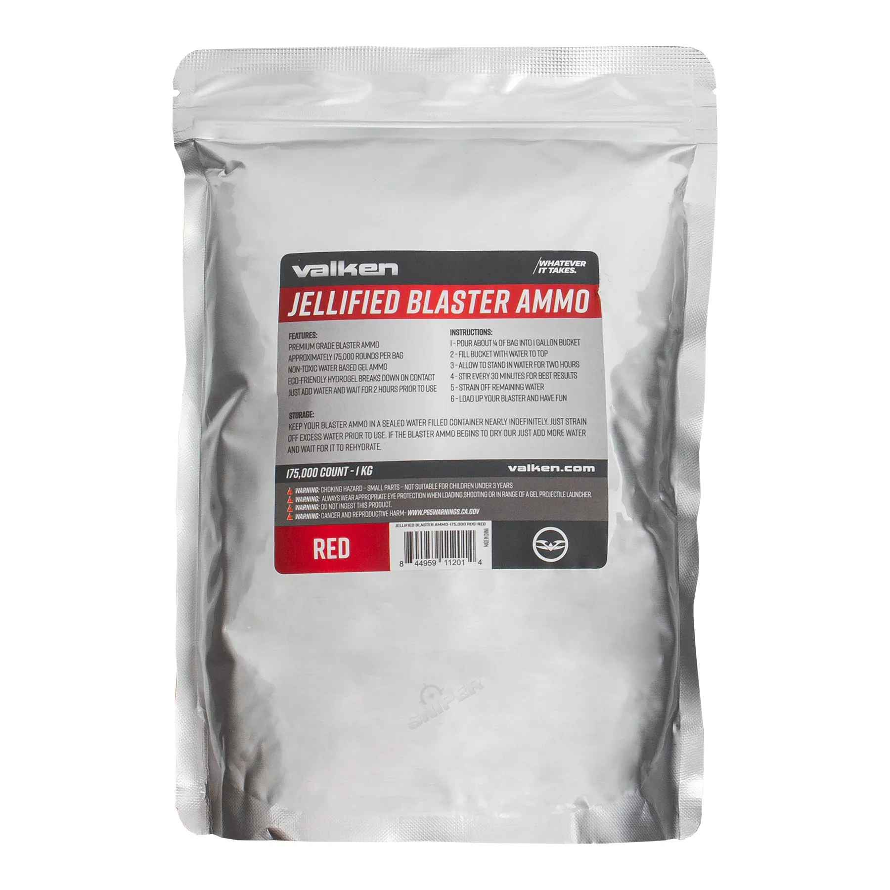 Valken Gel Blaster Ammo 175.000 rds. Gellets, Red
