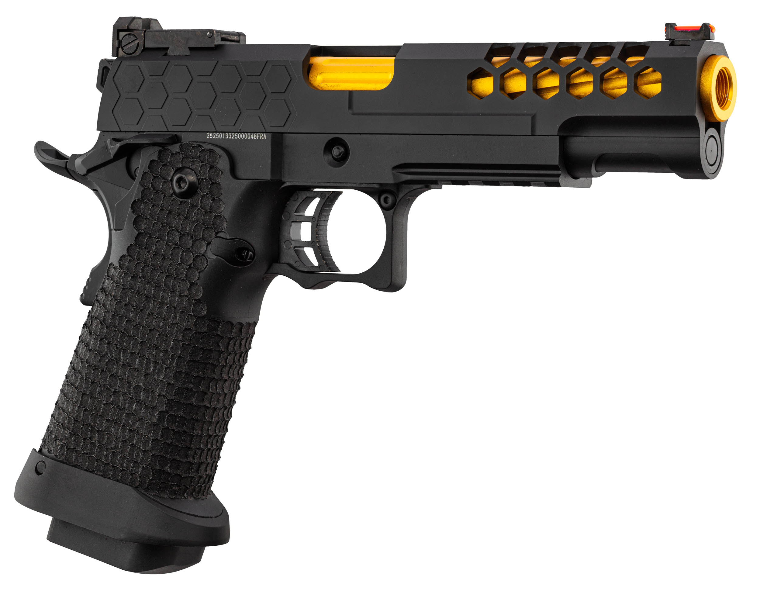 Golden Eagle 5.1 Hi-Capa Hex-Cut GBB Airsoft Pistole, Black/Gold