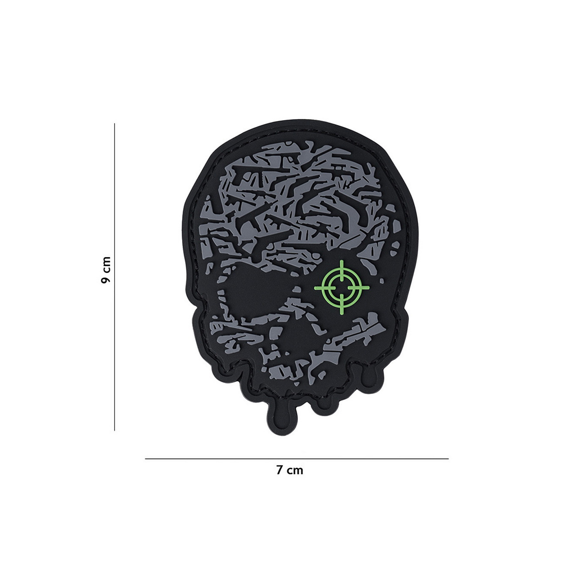 Patch PVC 3D Target Eye Skull, Grey