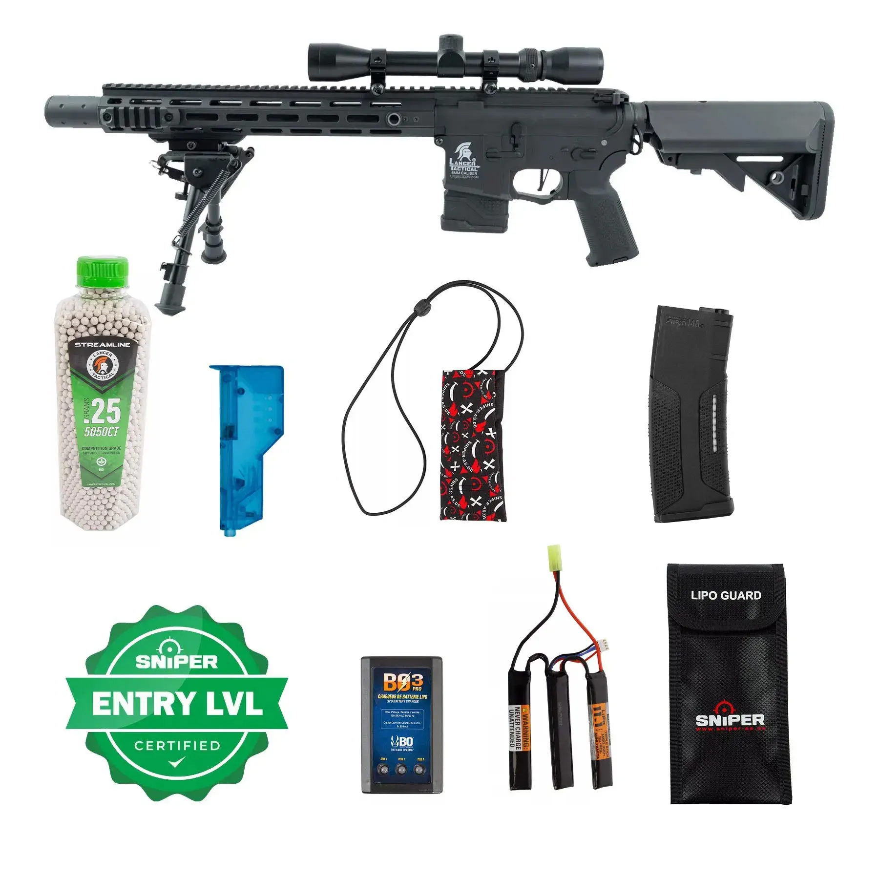 Einsteiger Set #1 - LT-32 DMR w/ Scope & Bipod (S)AEG, Black