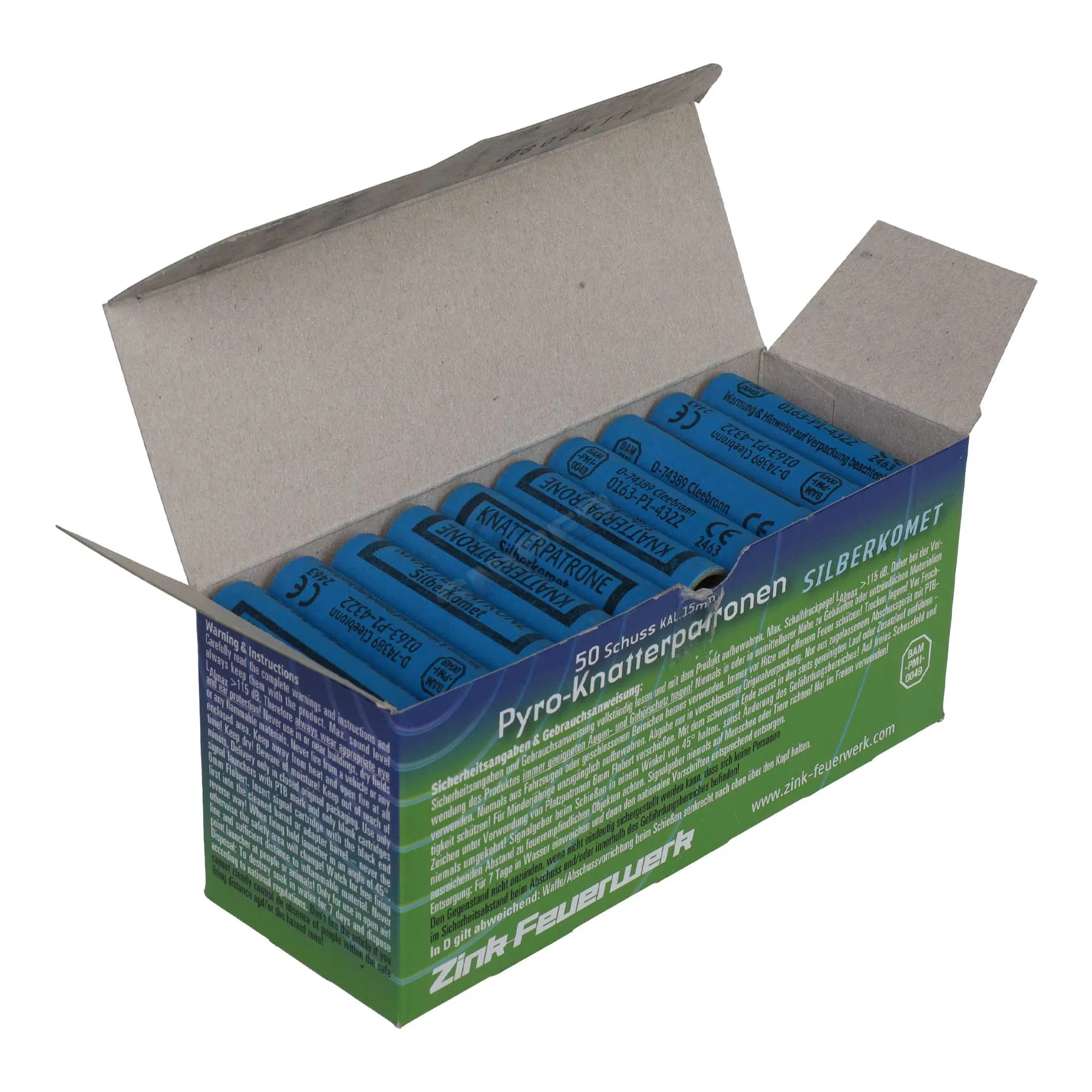 Zink Pyro-Knatterpatronen Z mit Titanschweif, 50 Stück Zink Pyro-Knatterpatronen Z mit Titanschweif, 50 Stück