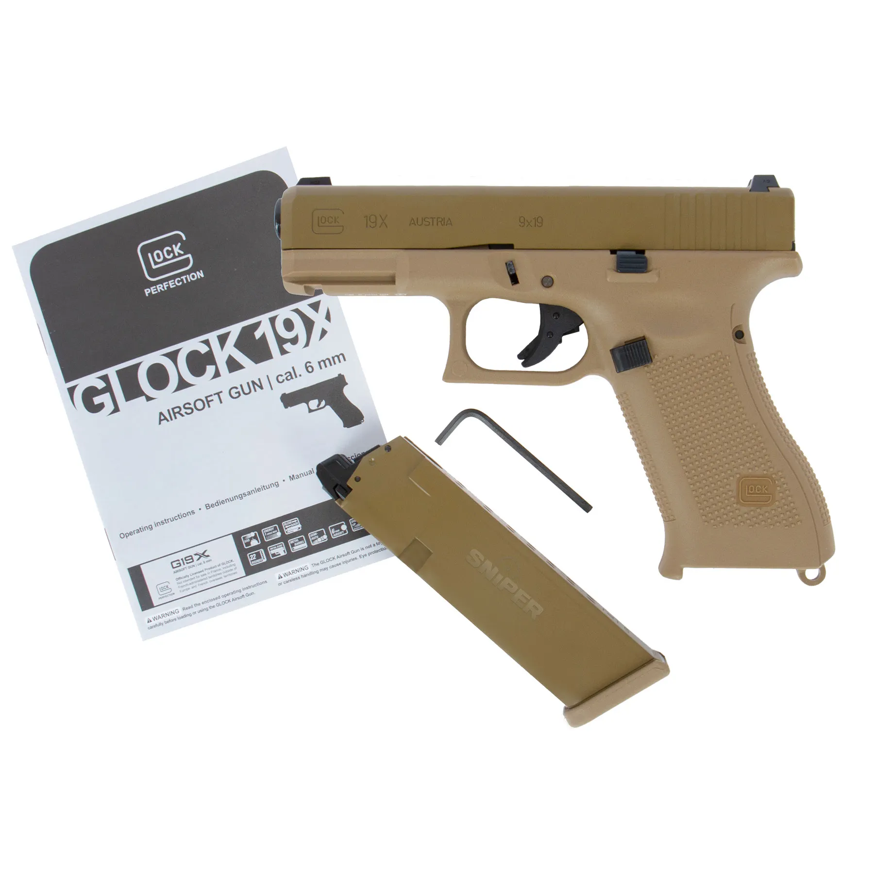 Glock 19X Tan GBB Softair Pistole