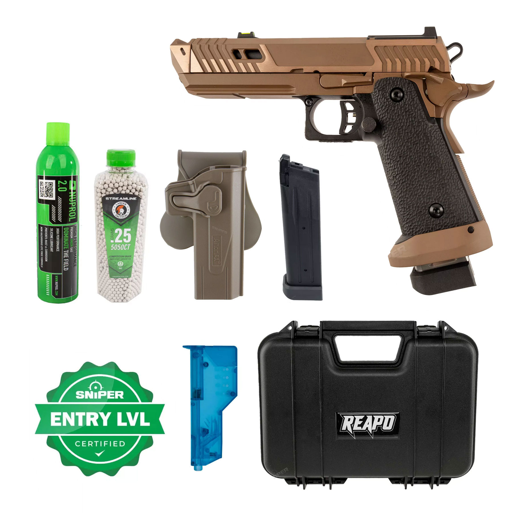 Einsteiger Set #1 - Reapo Sahara Viper Hi-Capa Softair Pistole, Co2 und Gas