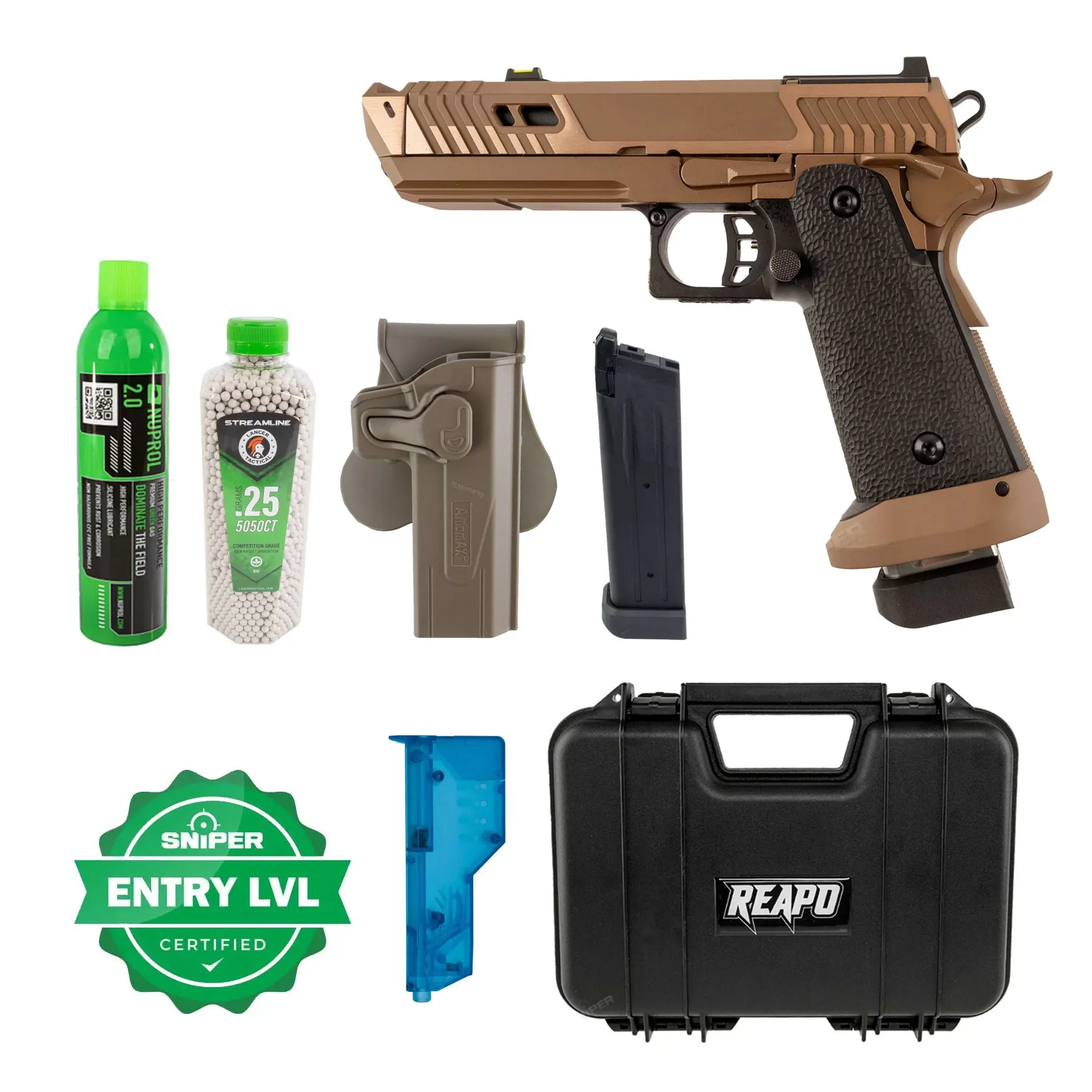 Einsteiger Set #1 - Reapo Sahara Viper Hi-Capa Softair Pistole, Co2 und Gas Einsteiger Set #1 - Reapo Sahara Viper Hi-Capa Softair Pistole, Co2 und Gas