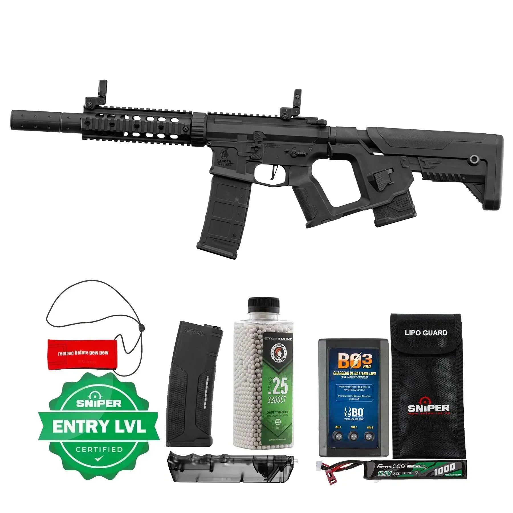 Einsteiger Set #1 - Lancer Tactical LT-15 Alpha M4 w/ ETU (S)AEG, Black