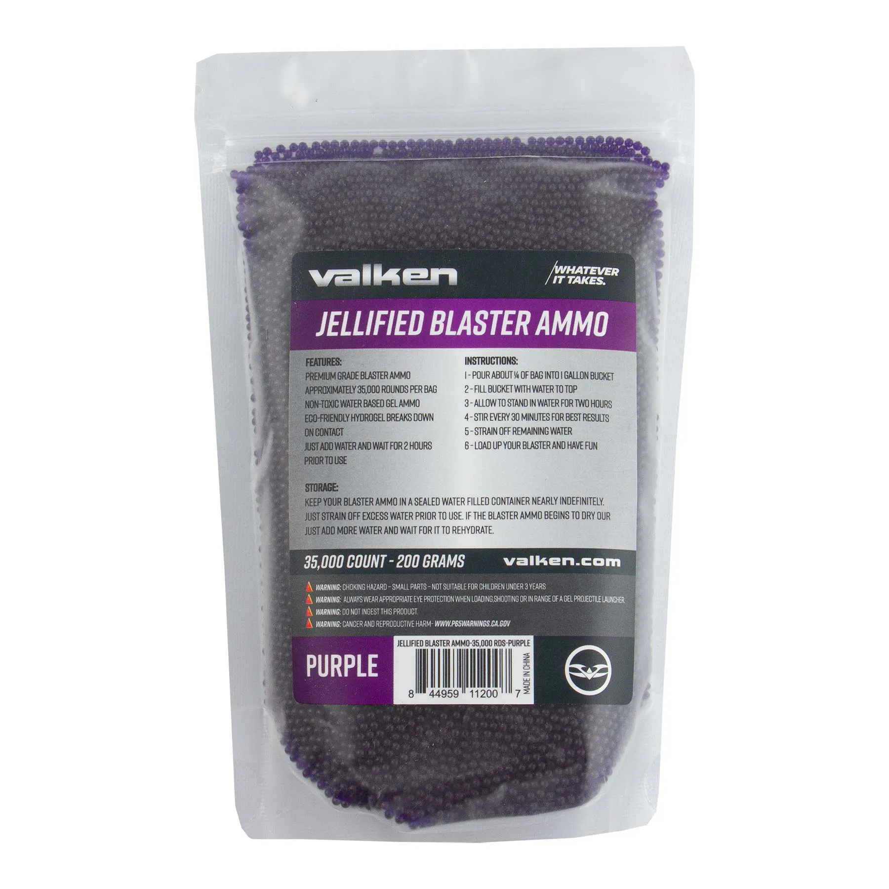 Valken Gel Blaster Ammo 35.000 rds. Gellets, Purple