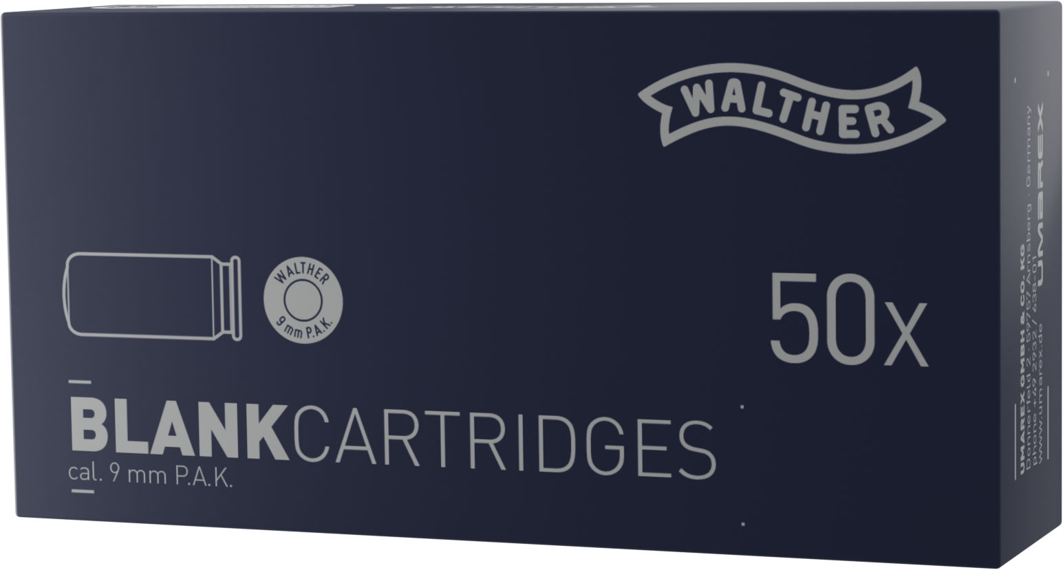 Walther 9mm P.A.K. Platzpatronen, 50 Stück