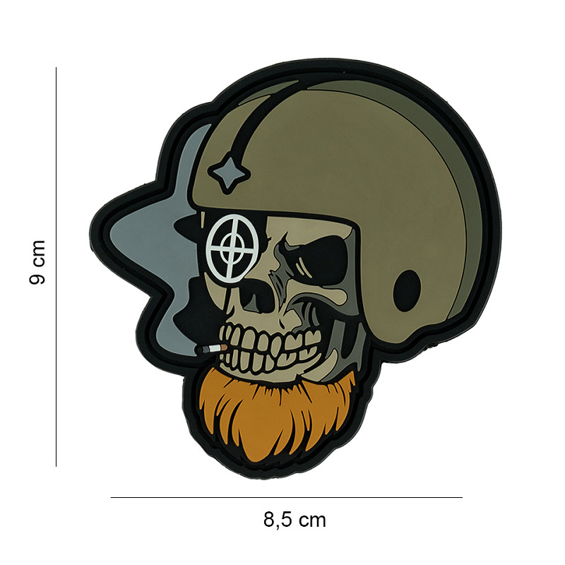 Patch 3D PVC Bearded Skull Pilot