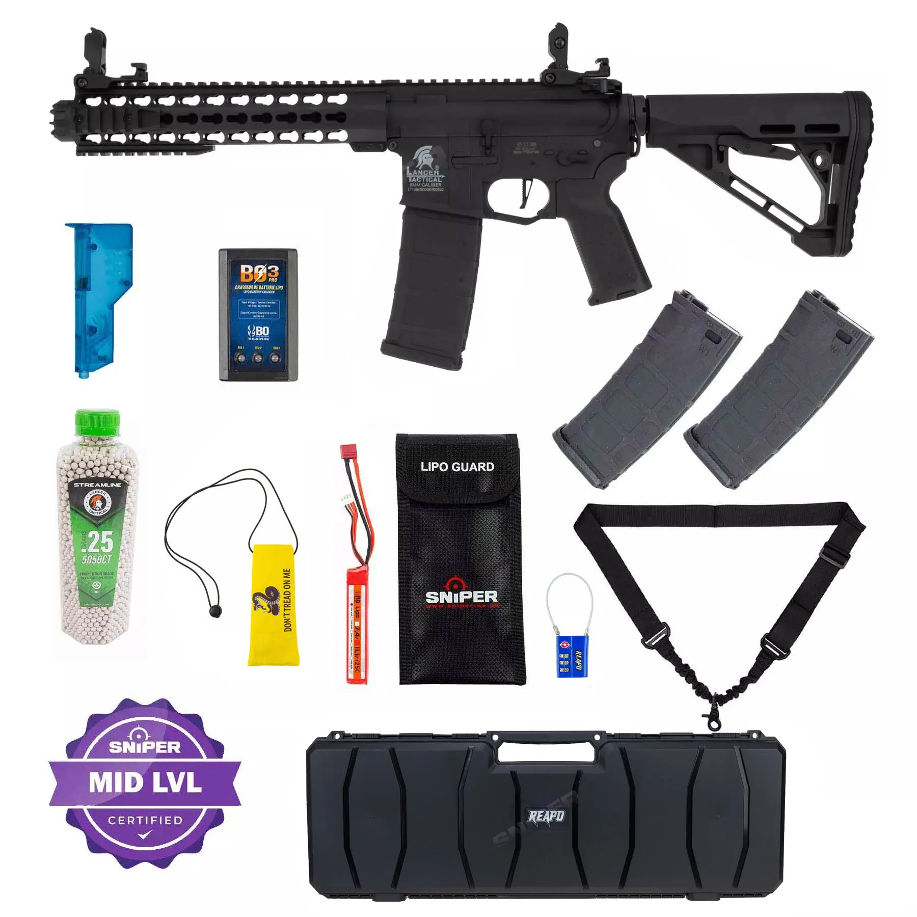 Einsteiger Set #4 - Lancer LT-19 Keymod Gen 3 (S)AEG, Black Einsteiger Set #4 - Lancer LT-19 Keymod Gen 3 (S)AEG, Black