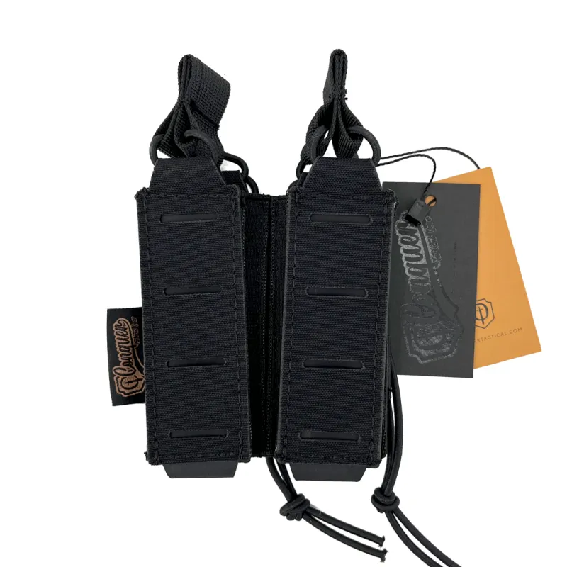 Conquer Double Pistol Mag Pouch, Black