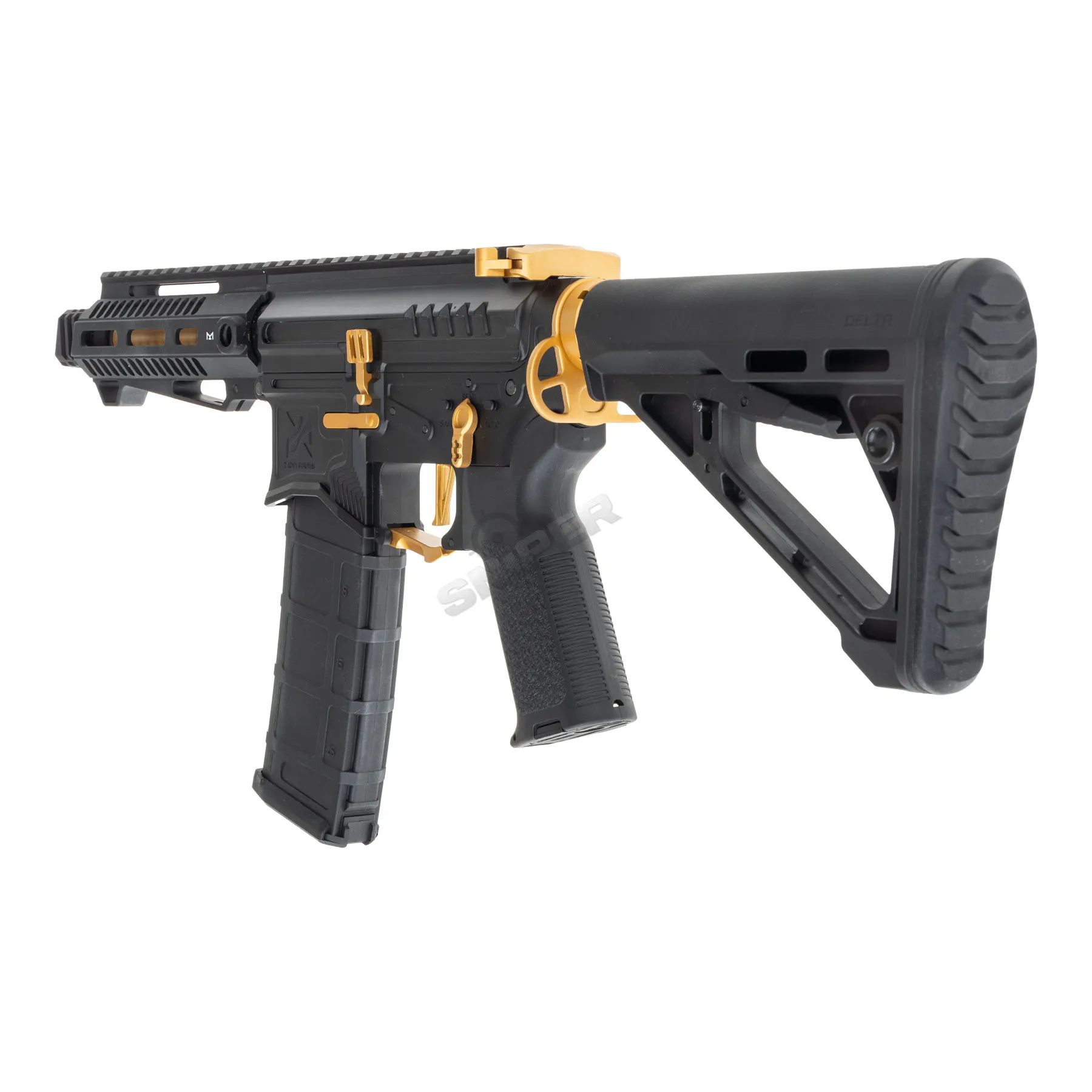 Zion Arms PW9 M4 M-Lok 6" (S)AEG, Black/Gold Zion Arms PW9 M4 M-Lok 6" (S)AEG, Black/Gold