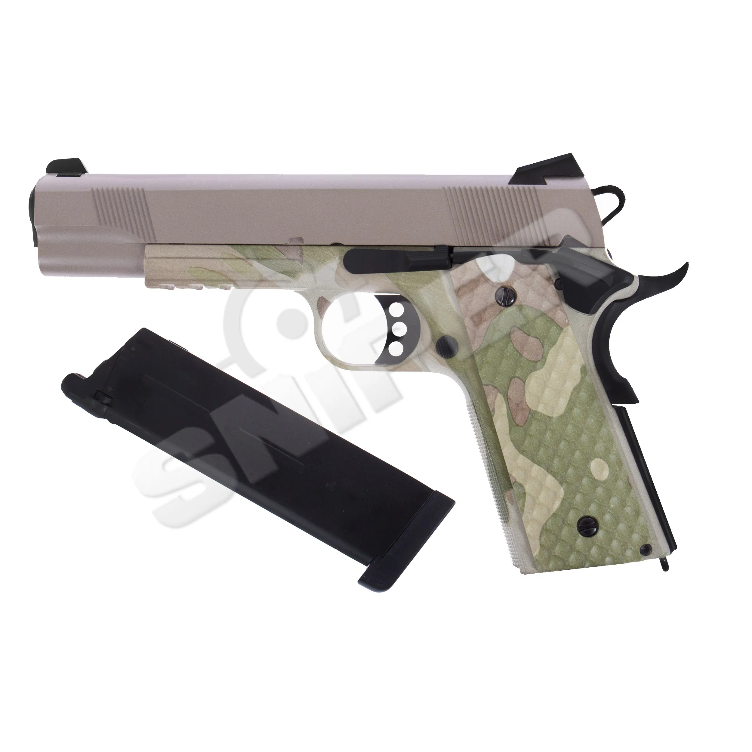 Raven 1911 MEU Railed GBB, Camo/Tan Raven 1911 MEU Railed GBB, Camo/Tan