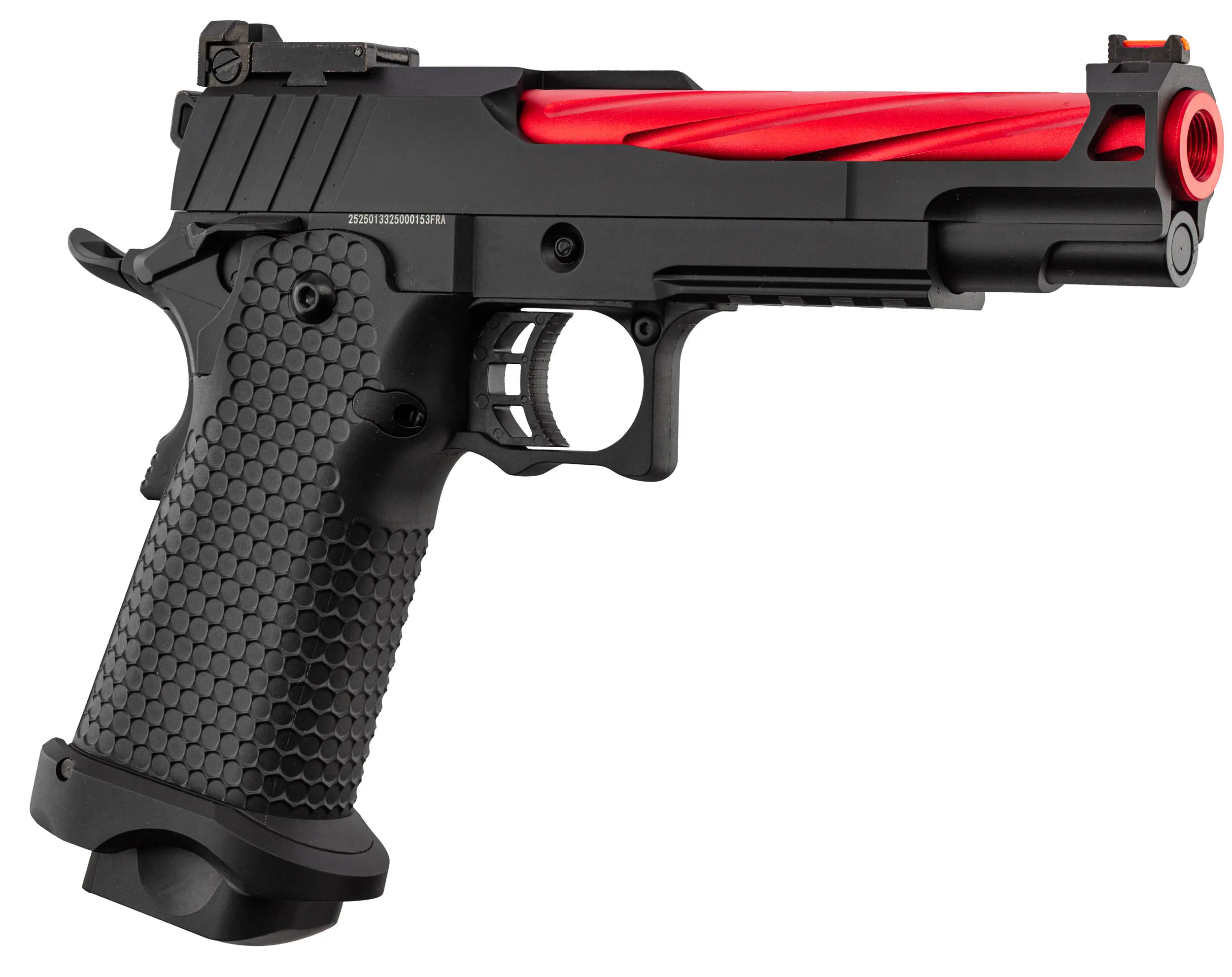 Golden Eagle 5.1 Hi-Capa Fluted GBB Airsoft Pistole, Black/Red