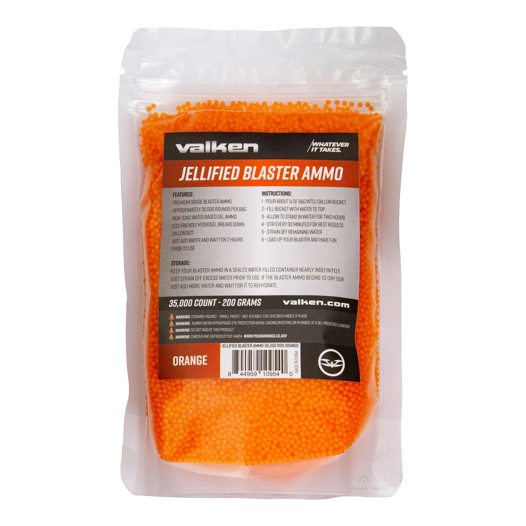 Valken Gel Blaster Ammo 35.000 rds. Gellets, Orange Valken Gel Blaster Ammo 35.000 rds. Gellets, Orange