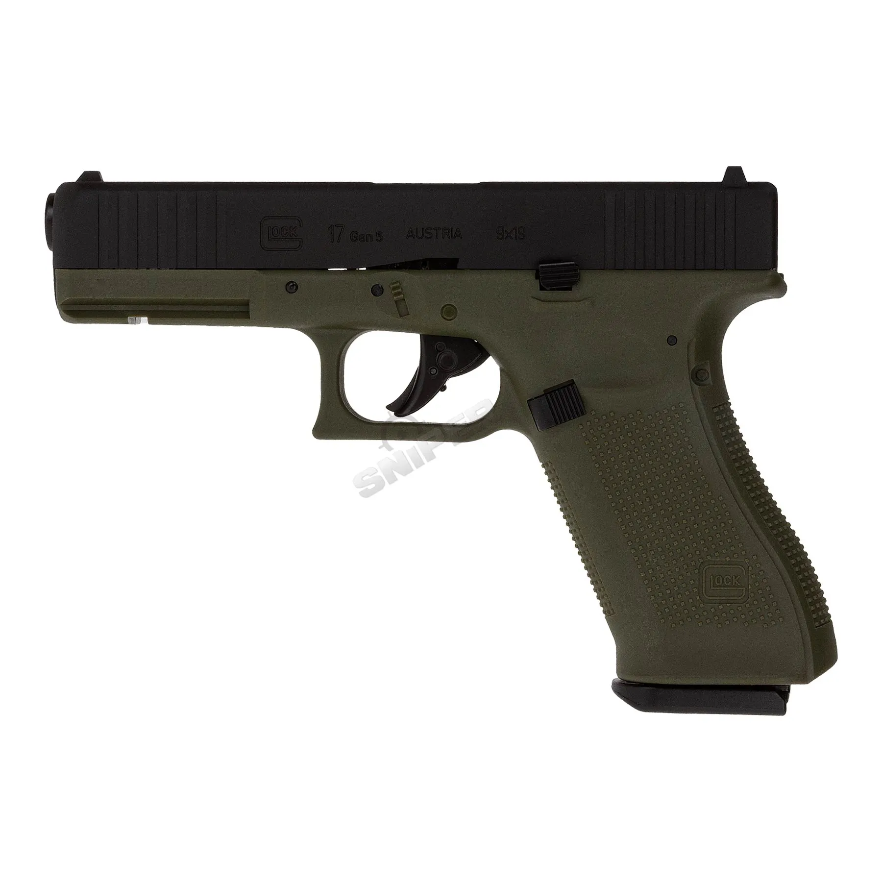 Bundle Deal - Glock 17 Gen 5 GBB Softair Pistole, Black/Green Bundle Deal - Glock 17 Gen 5 GBB Softair Pistole, Black/Green