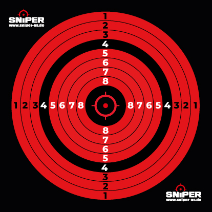Zielscheiben 14x14cm, Sniper Target red 100 Stück