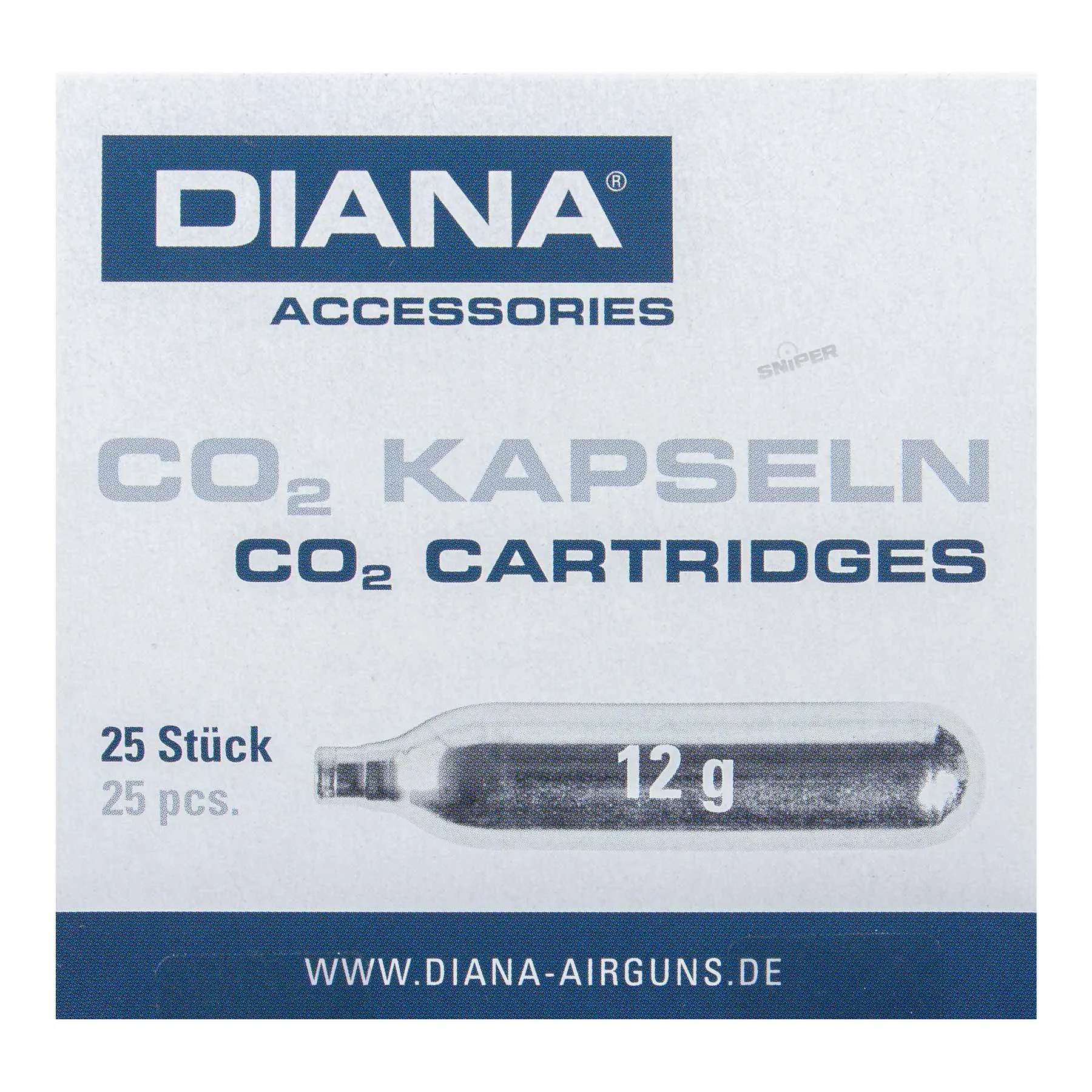Diana 12g Co2 Kapseln, 25 Stück Diana 12g Co2 Kapseln, 25 Stück