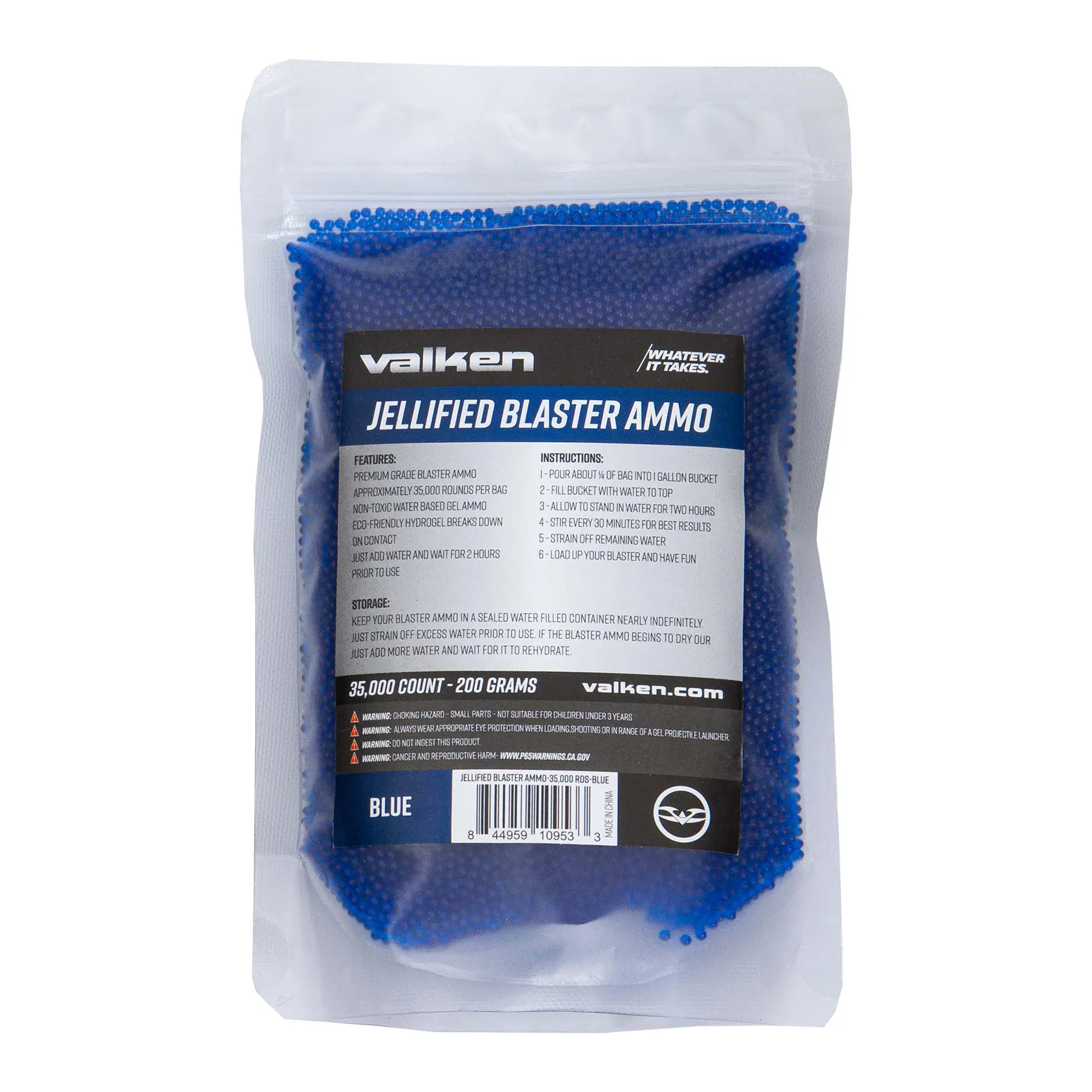 Valken Gel Blaster Ammo 35.000 rds. Gellets, Blue Valken Gel Blaster Ammo 35.000 rds. Gellets, Blue