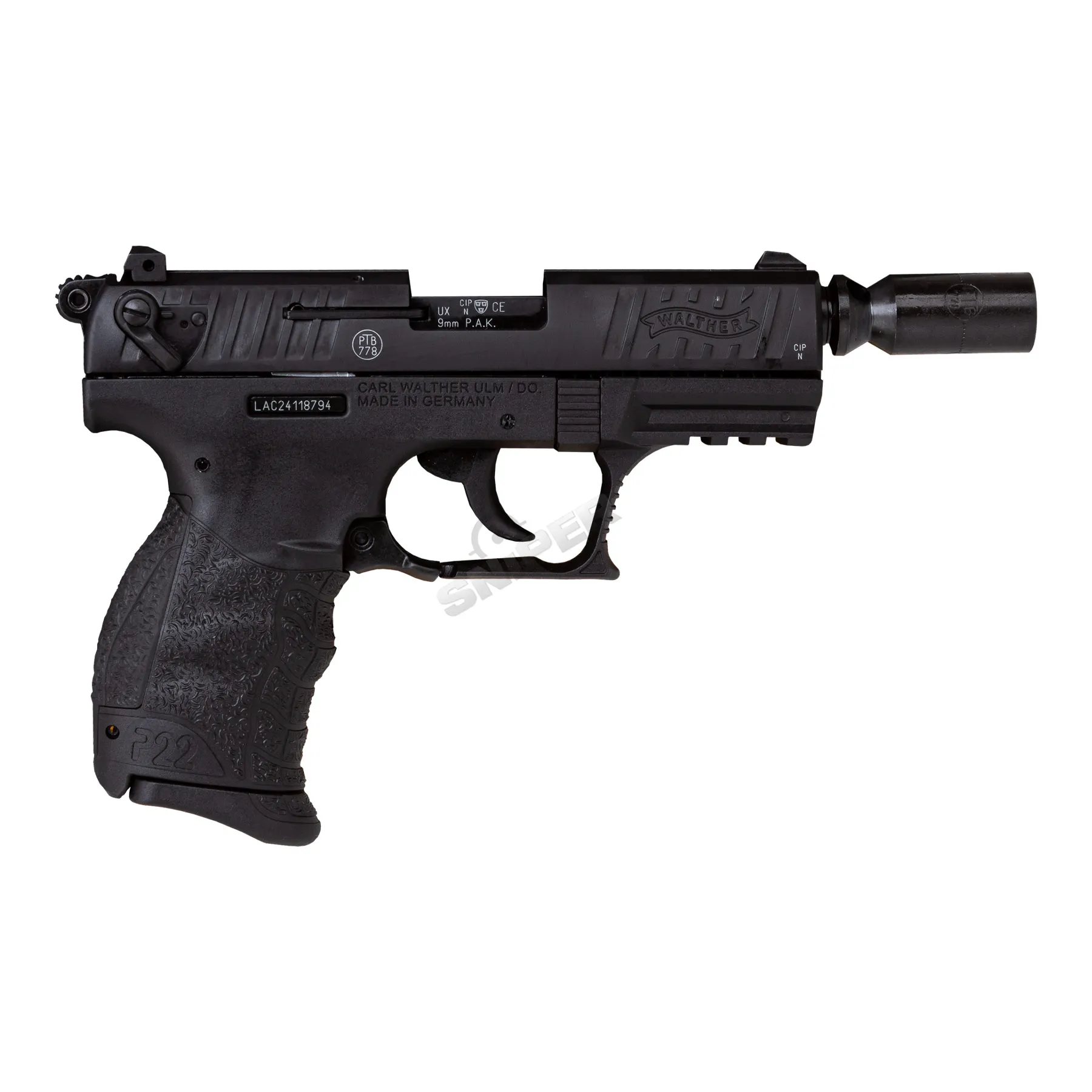 Walther P22Q 9mm P.A.K. Schreckschusspistole R2D-Kit, Black