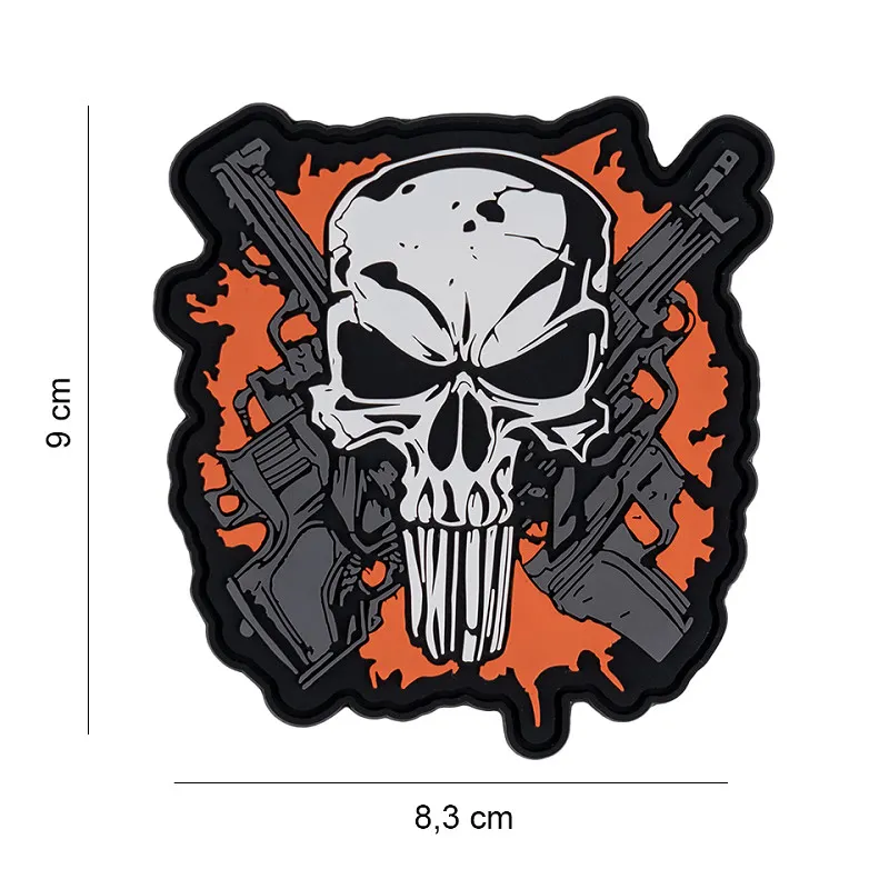 Patch 3D PVC Crossed Guns Skull