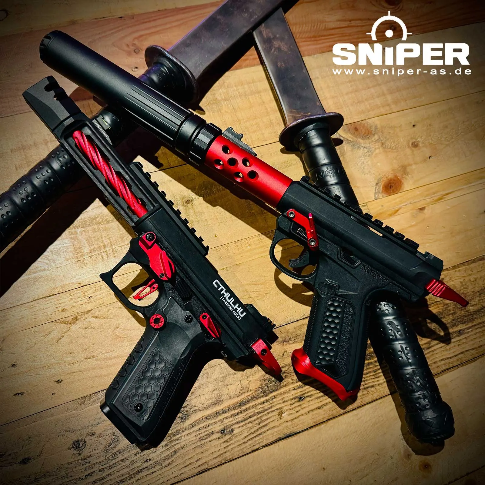 Lancer Tandemkross Cthulhu GBB Softair Pistole, Black/Red