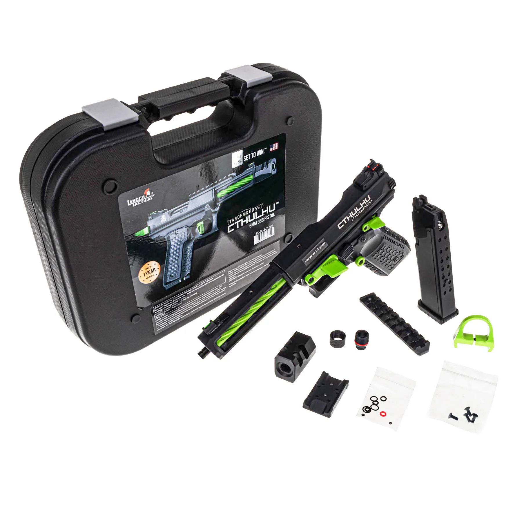 Lancer Tandemkross Cthulhu GBB Softair Pistole, Black/Green