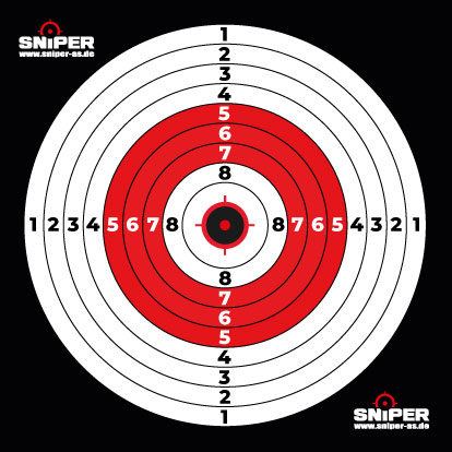 Zielscheiben 17x17cm, Sniper Target red, 100 Stück