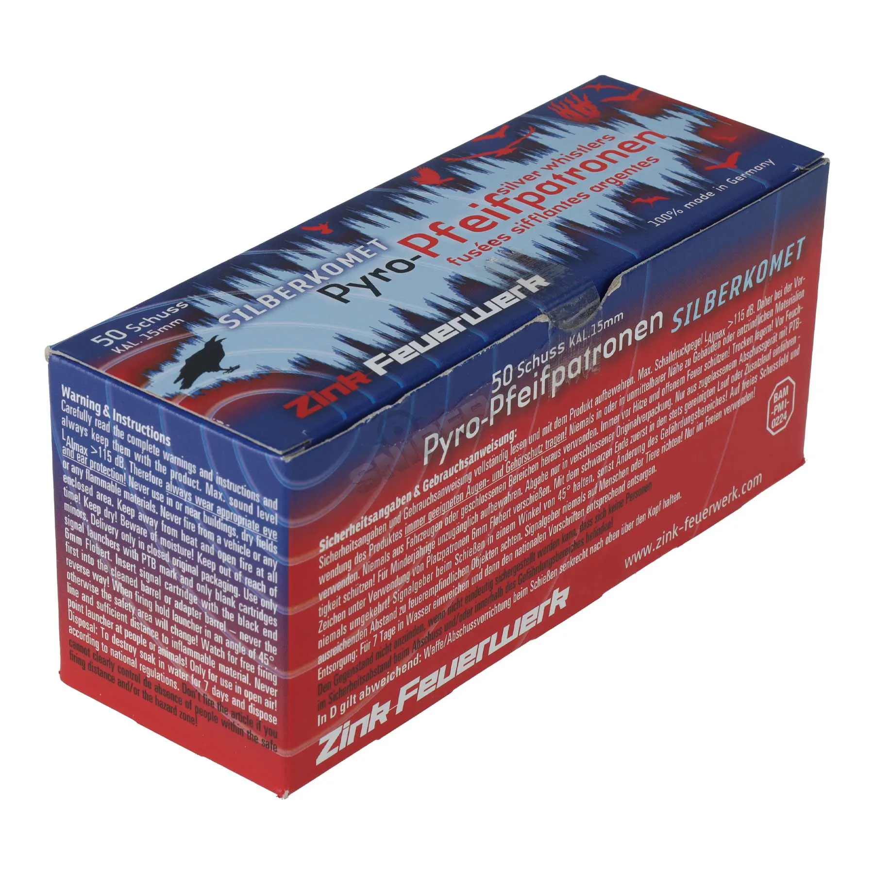 Zink Pyro-Pfeifpatronen Z mit Titanschweif, 50 Stück