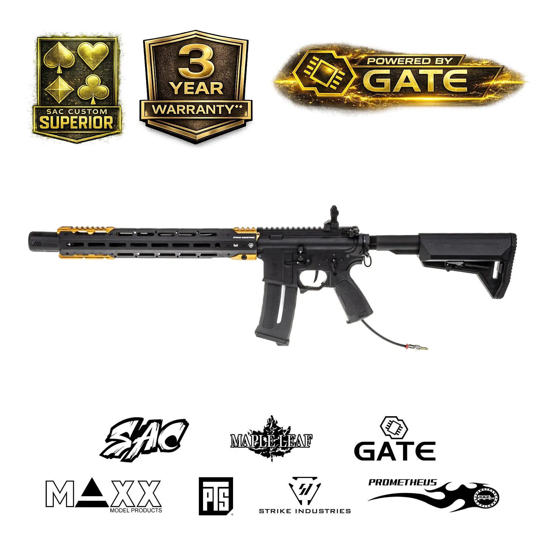 SAC x Pulsar D2 Strike Industries Gridlock 15", Black/Gold