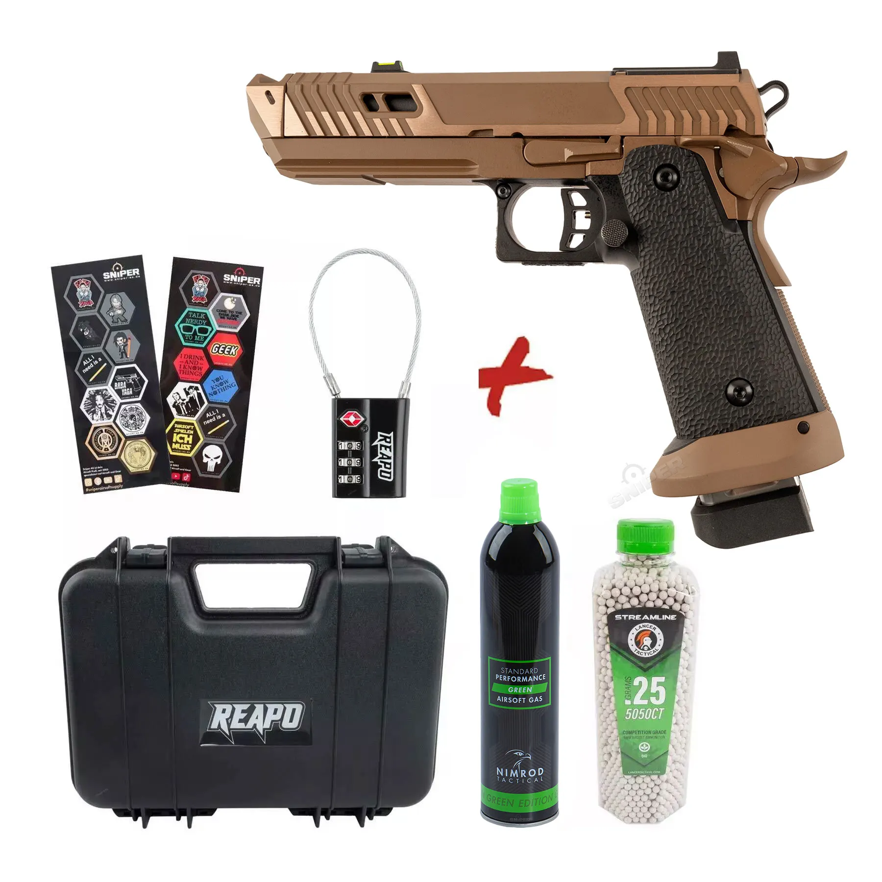 Bundle Deal #1 - Reapo Sahara Viper Hi-Capa Softair Pistole, Co2 und Gas
