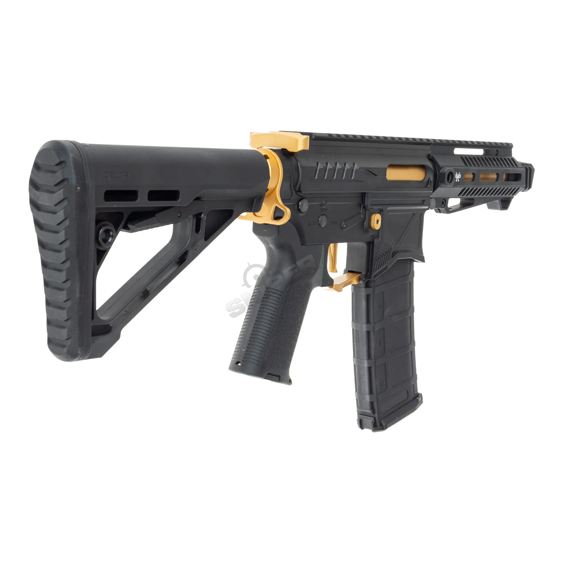 Zion Arms PW9 M4 M-Lok 6" (S)AEG, Black/Gold Zion Arms PW9 M4 M-Lok 6" (S)AEG, Black/Gold