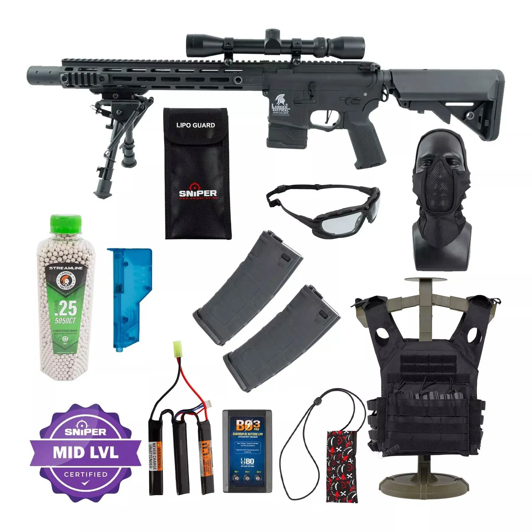 Einsteiger Set #2 - LT-32 DMR w/ Scope & Bipod (S)AEG, Black