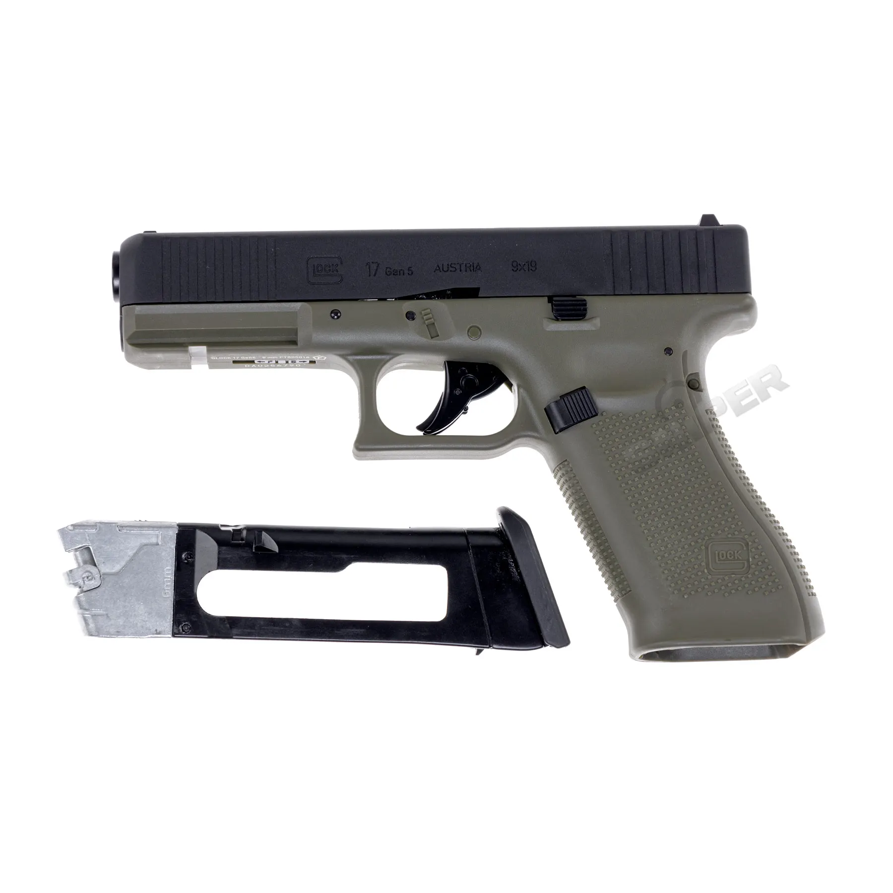 Bundle Deal #3 - Glock 17 Gen 5 GBB Softair Pistole, Black/Green