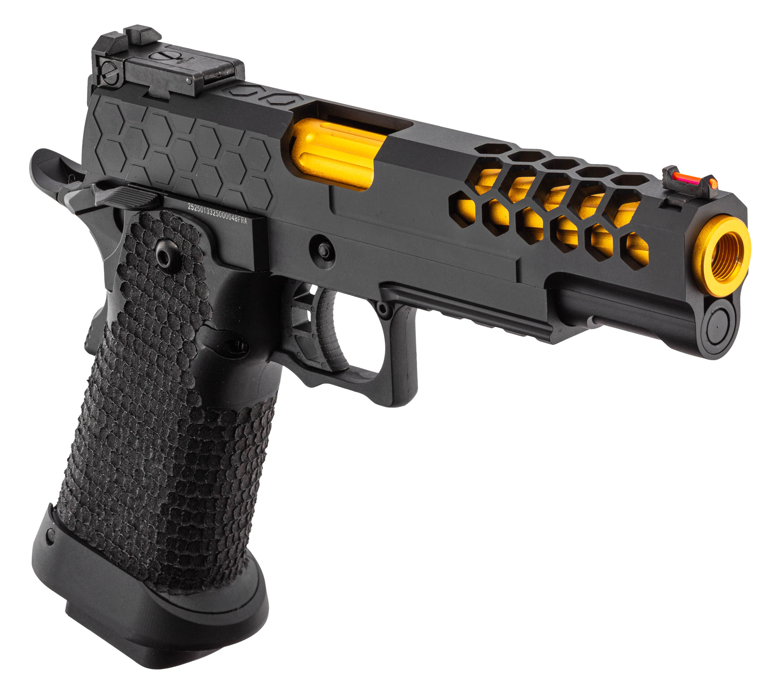 Golden Eagle 5.1 Hi-Capa Hex-Cut GBB Airsoft Pistole, Black/Gold
