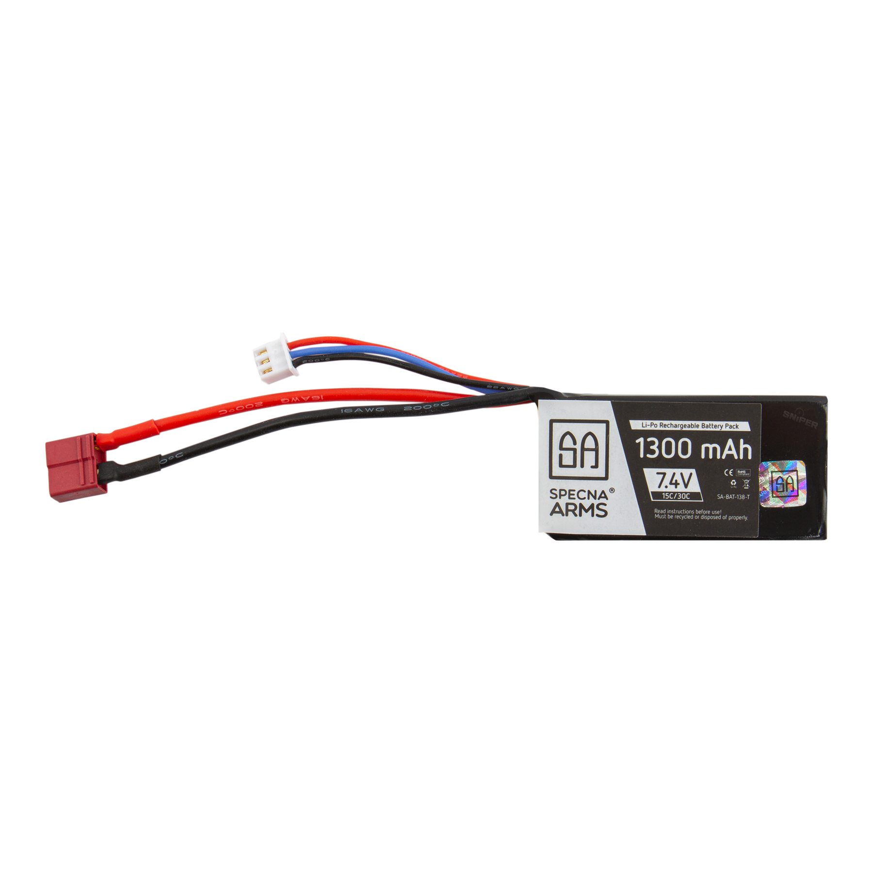 DEANS LiPo 7,4V 1300 mAh 15/30C, 1 Stick