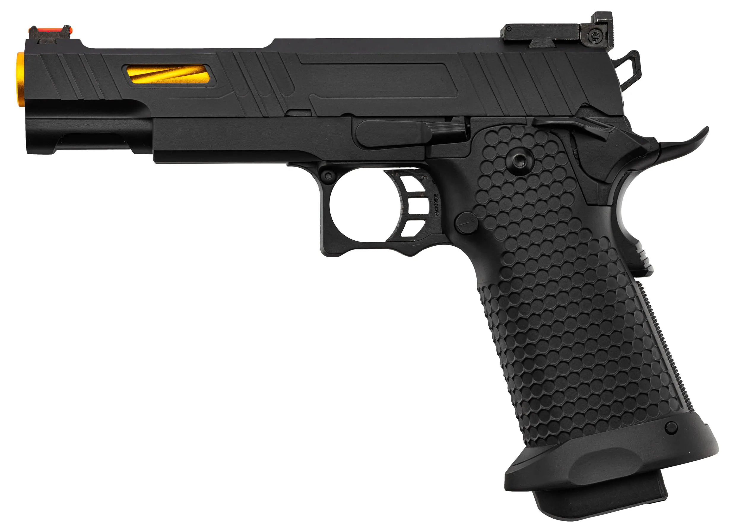 Golden Eagle 5.1 Hi-Capa Thread GBB Airsoft Pistole, Black/Gold