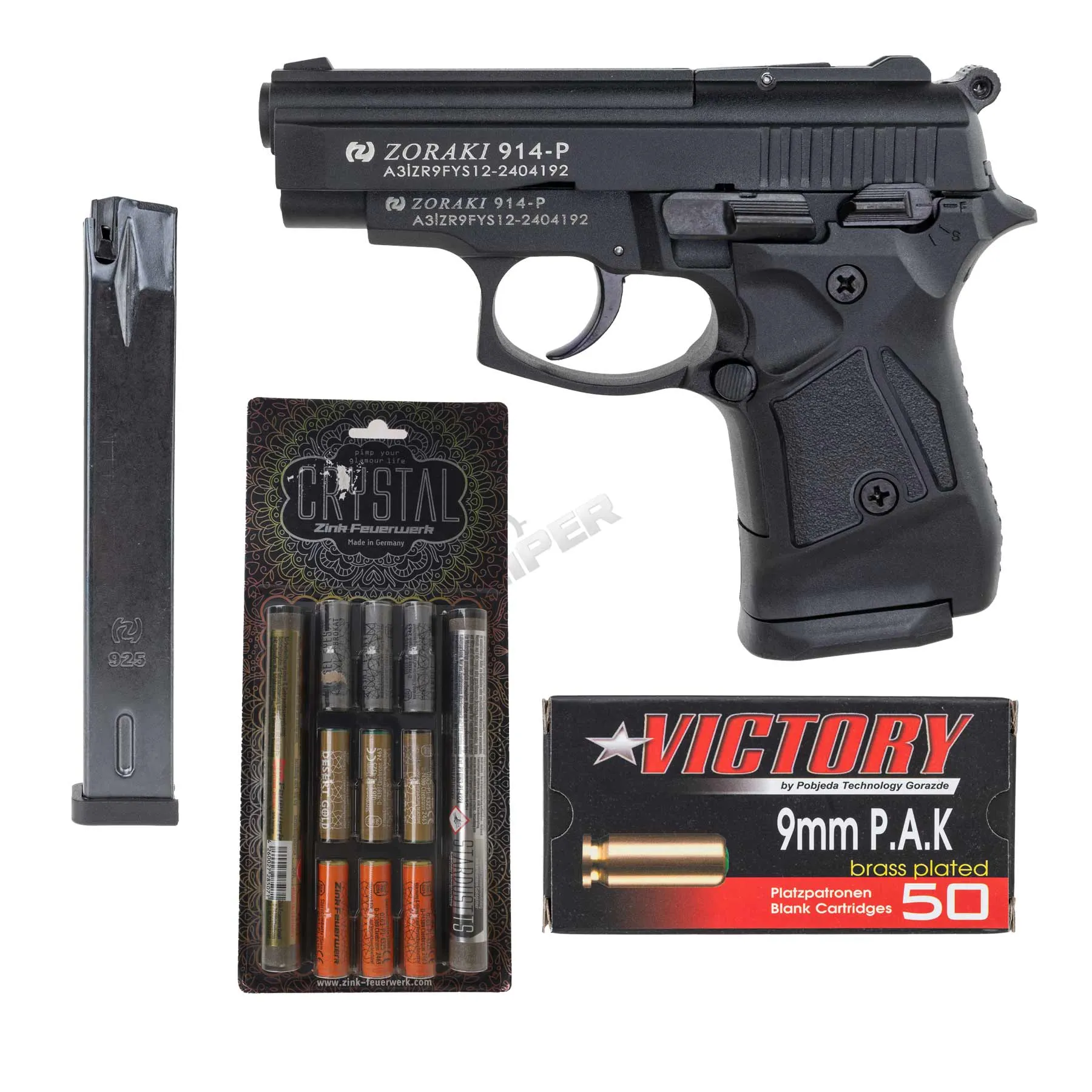 Silvester Bundle #1 Zoraki 914 9mm P.A.K. Schreckschusspistole, Black