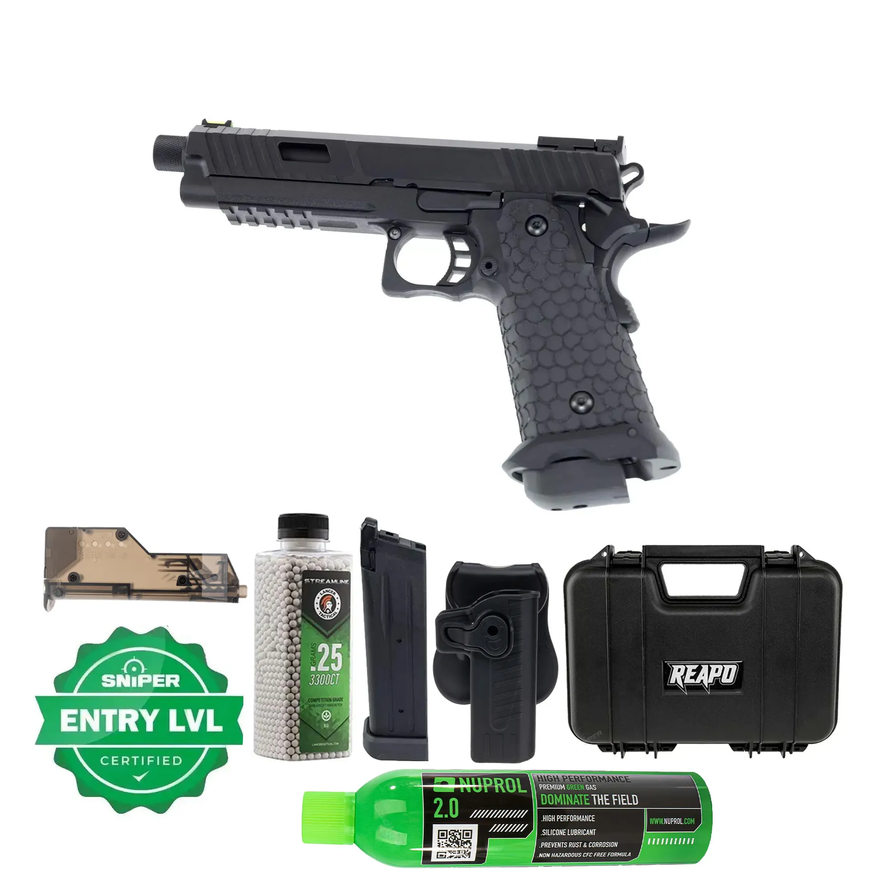 Einsteiger Set #1 - BABA YAGA Dark Side Hi-Capa Softair Pistole, CO2 und Gas