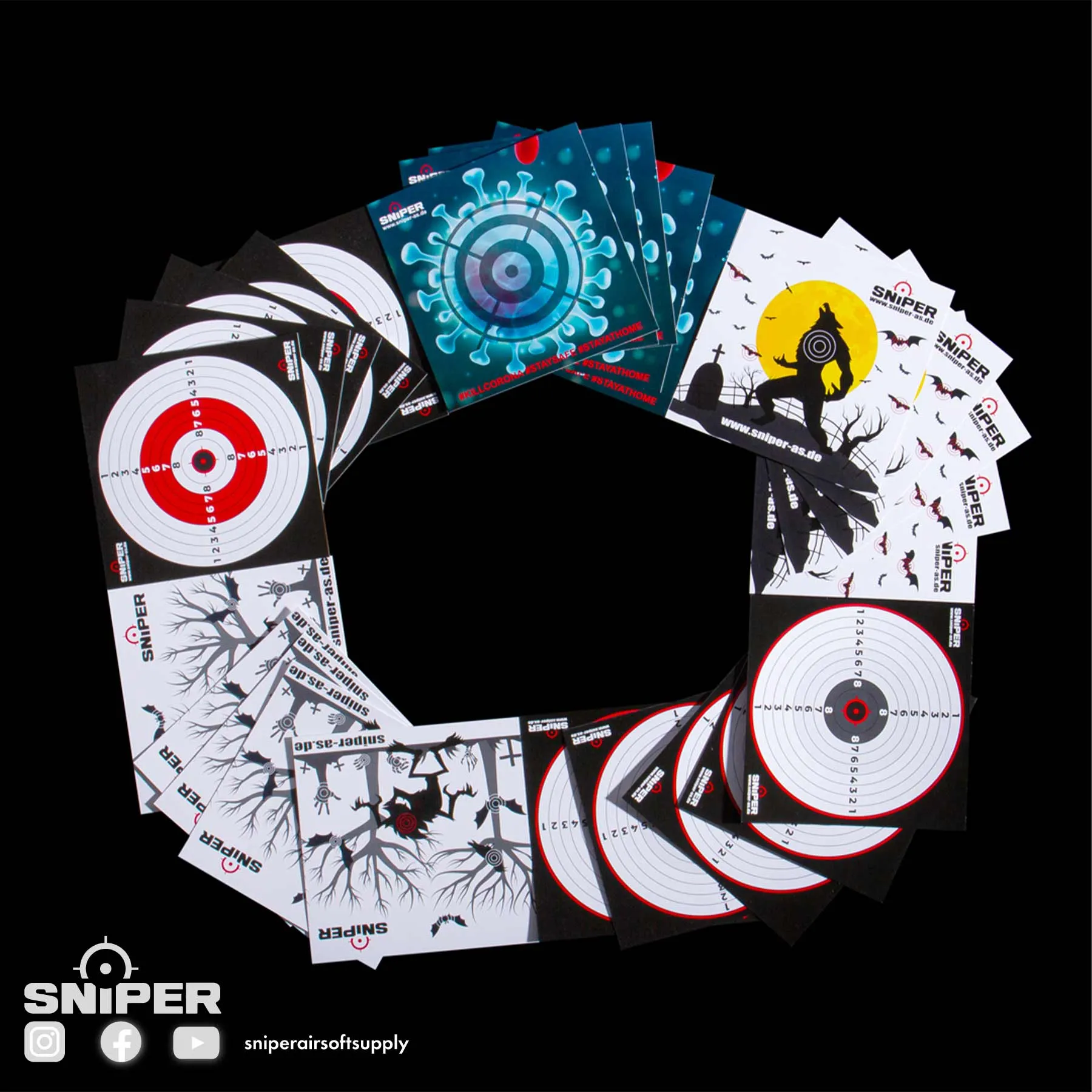 Zielscheiben 14x14cm, Sniper Target red, 100 Stück Zielscheiben 14x14cm, Sniper Target, 100 Stück