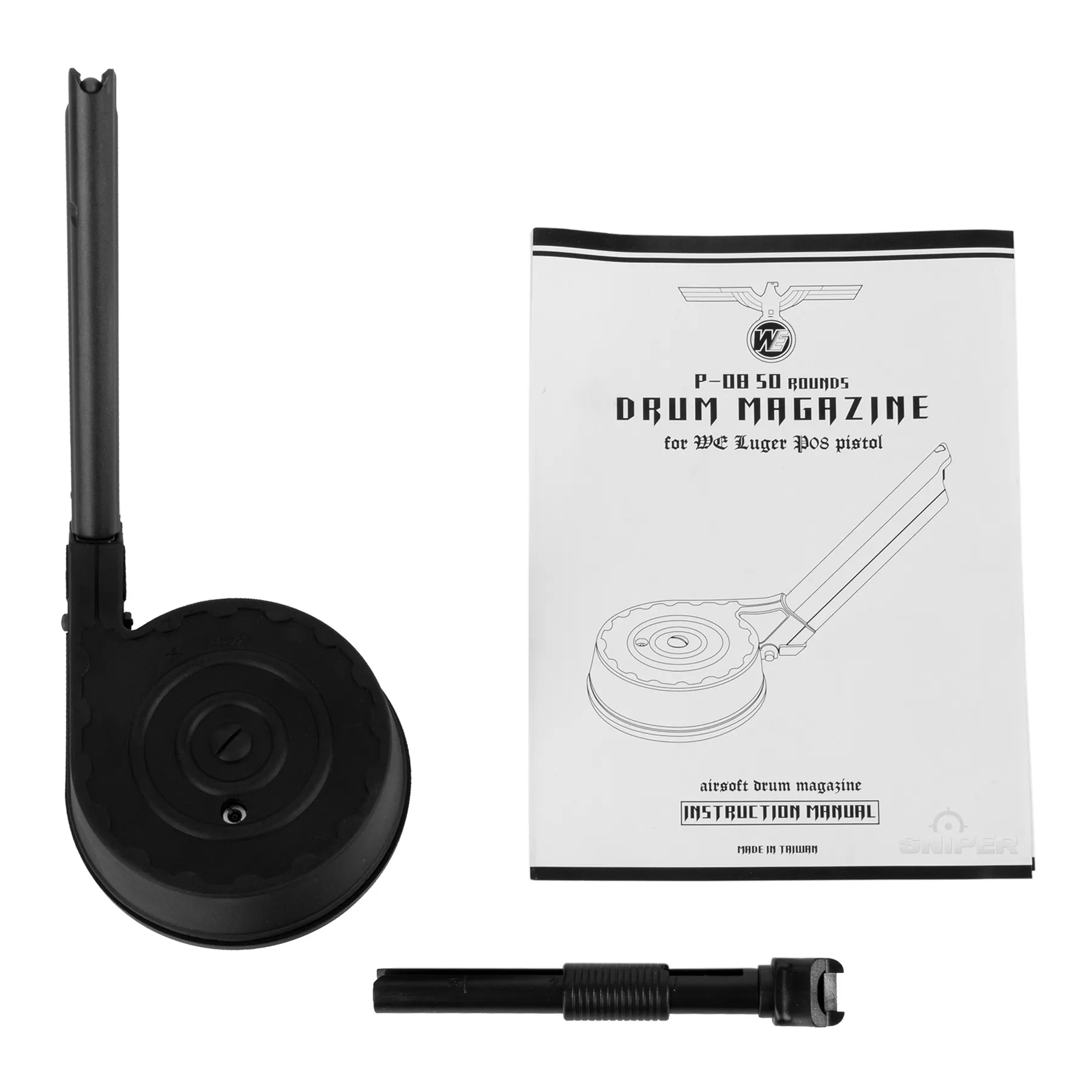 Drum Mag für P08 GBB 50rds, Black