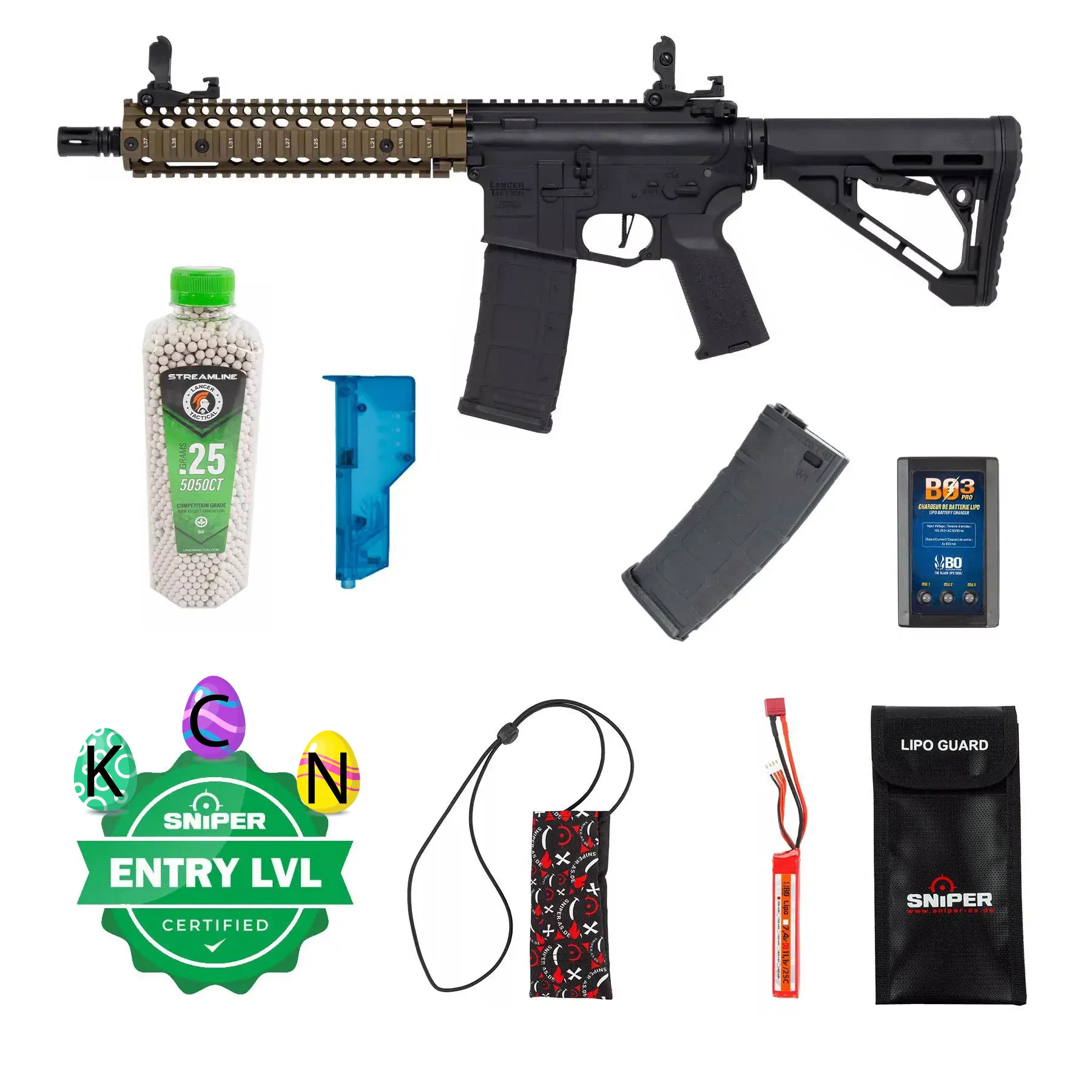 Einsteiger Set #1 - Lancer MK18 Gen3 ETU Full Metal (S)AEG, Black/Bronze