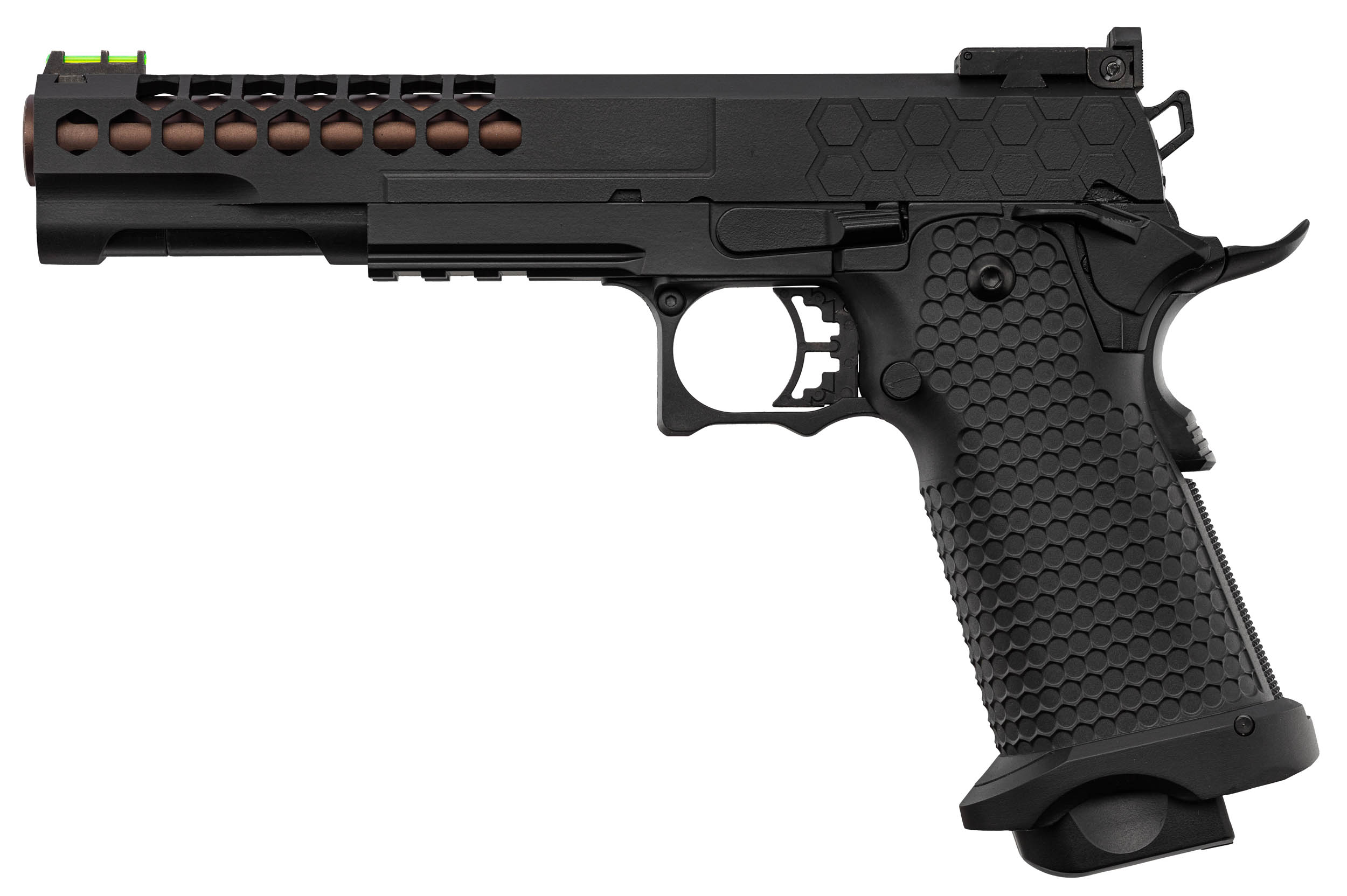 Golden Eagle 6" Hi-Capa Hexcut GBB Airsoft Pistole, Black