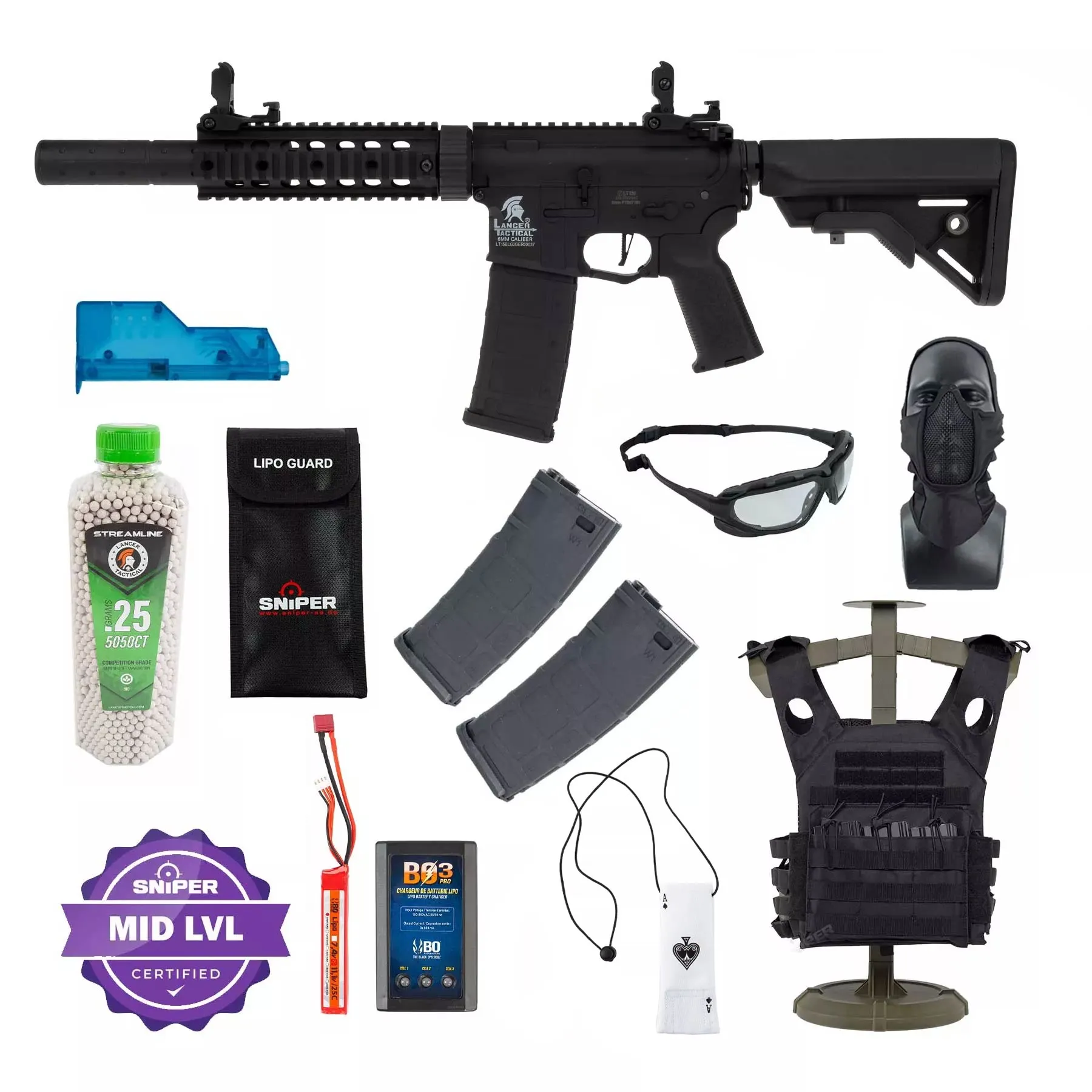 Einsteiger Set #2 - Lancer M4 SD w/ Nebula ETU (S)AEG, Black Einsteiger Set #2 - Lancer M4 SD w/ Nebula ETU (S)AEG, Black