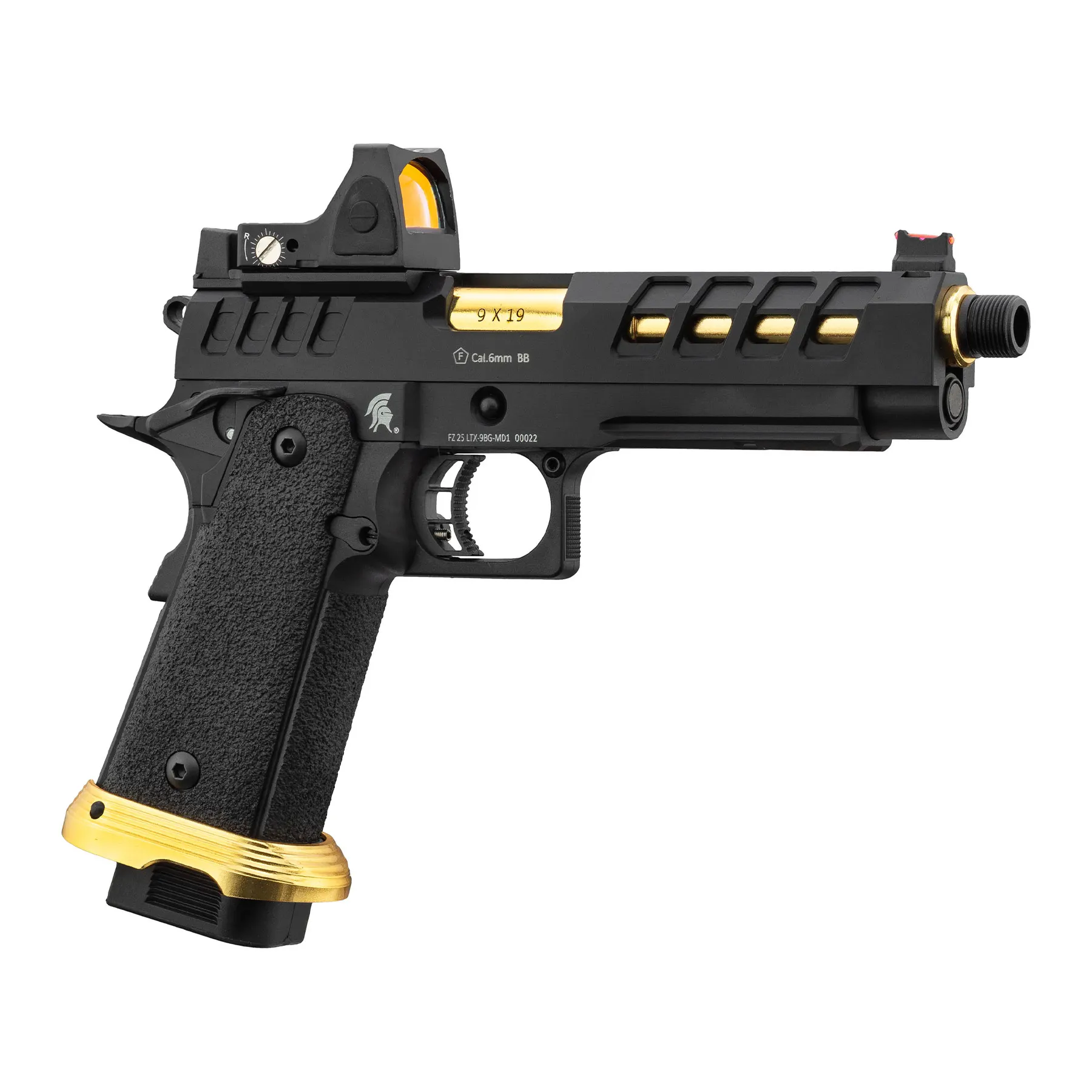 Lancer Tactical Heracles RMR Hi-Capa GBB Softairpistole, Black & Gold
