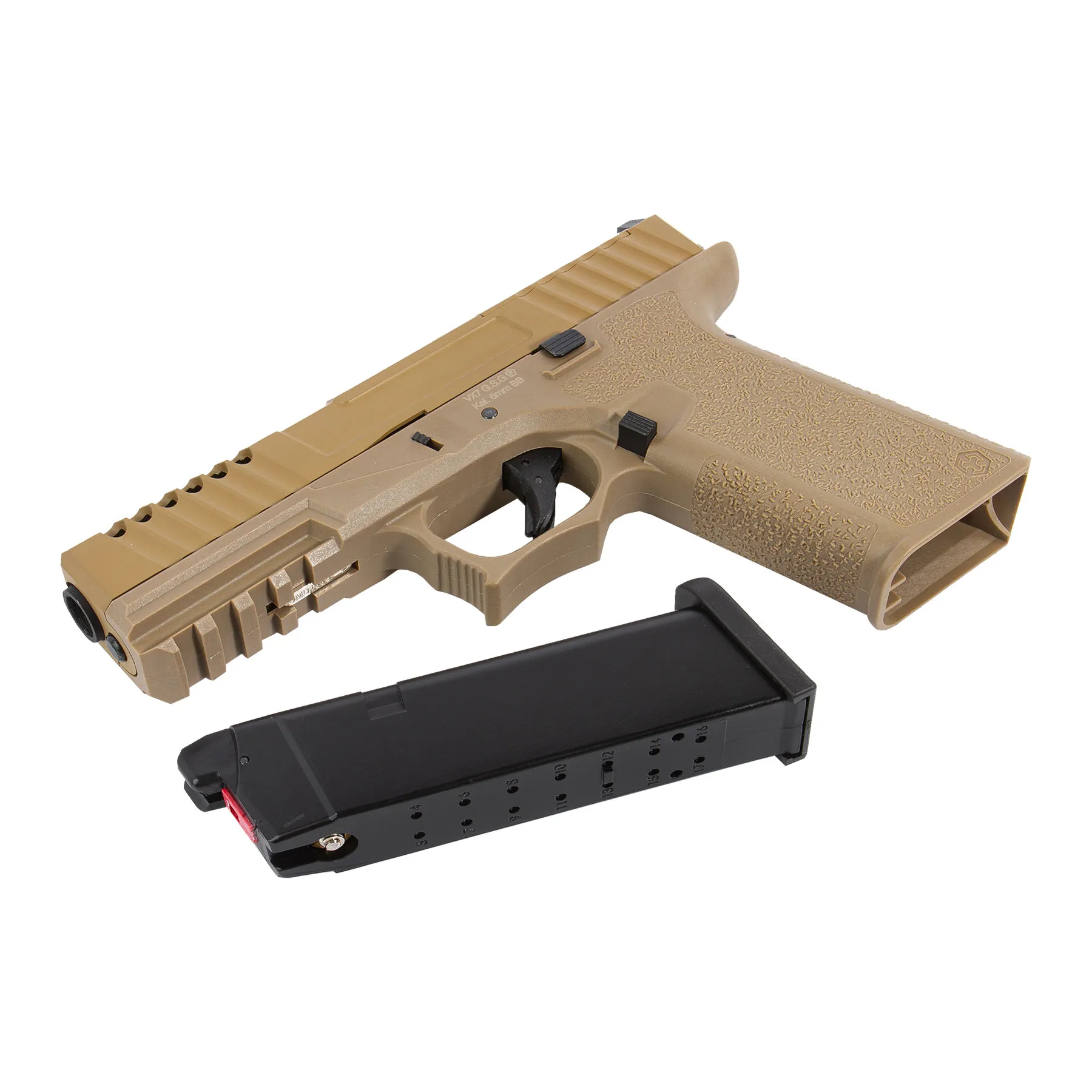 AW Custom VX7 Mod.1 Precut GBB Softair Pistole, FDE