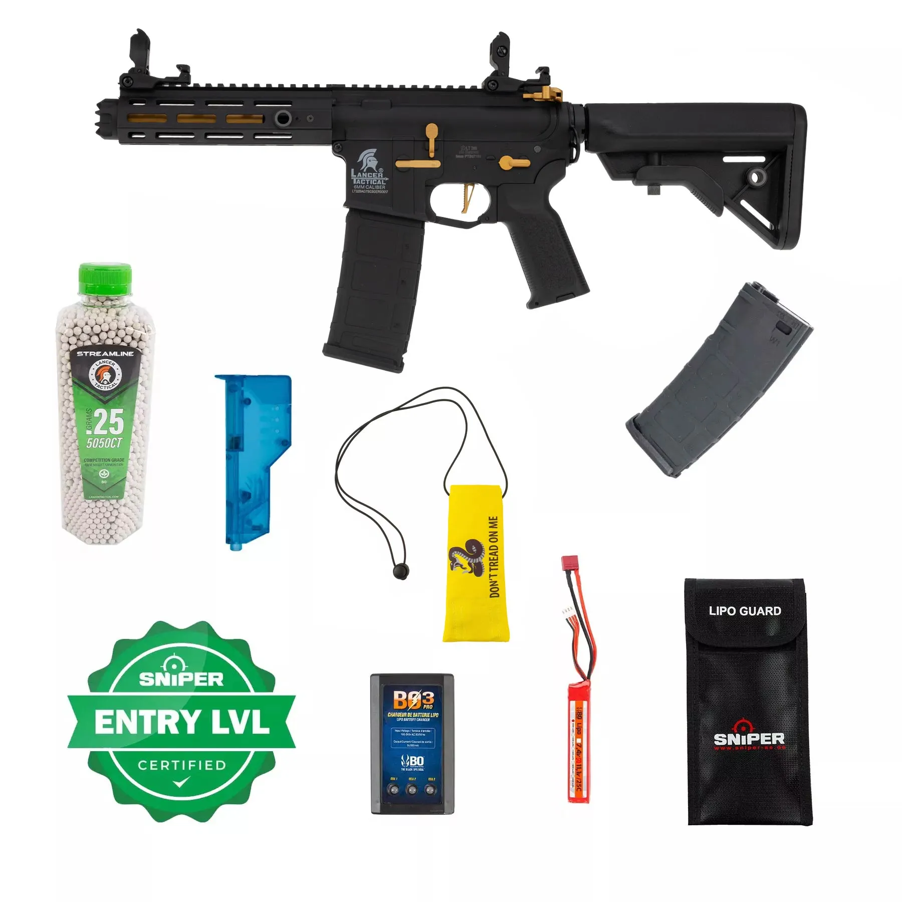 Einsteiger Set #1 - Lancer LT-34 Hellion w/ Nebula ETU (S)AEG, Black/Gold Einsteiger Set #1 - Lancer LT-34 Hellion w/ Nebula ETU (S)AEG, Black/Gold