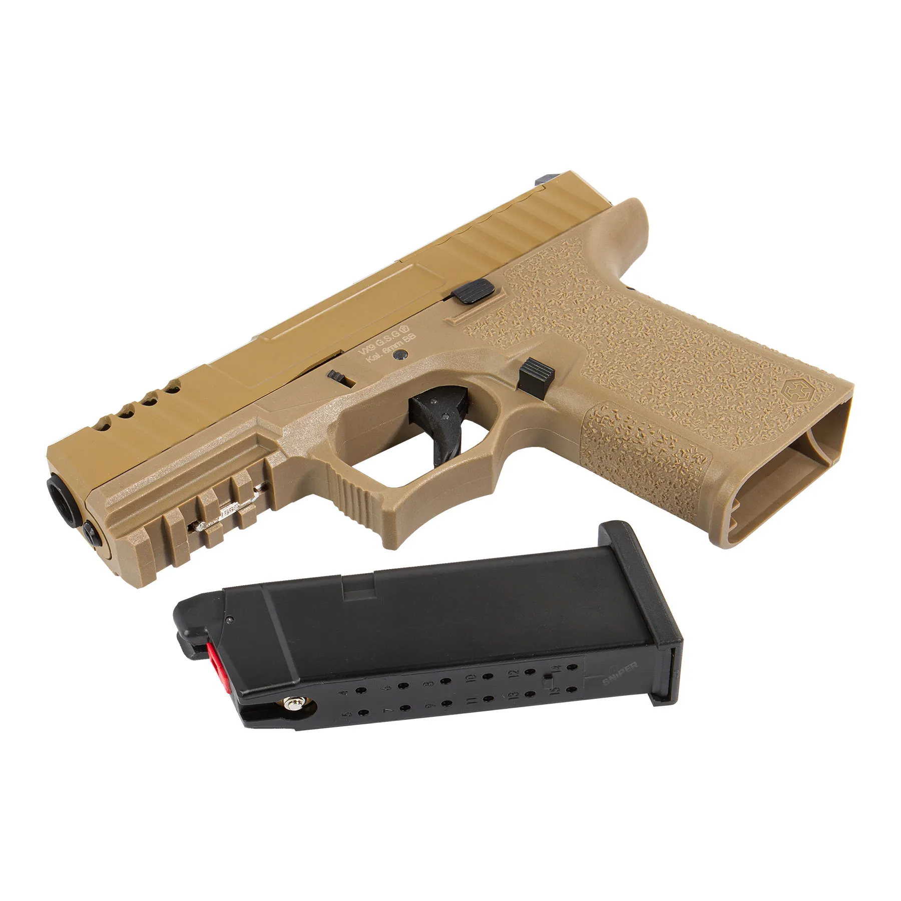 AW Custom VX9 Mod.1 Precut GBB Softair Pistole, FDE