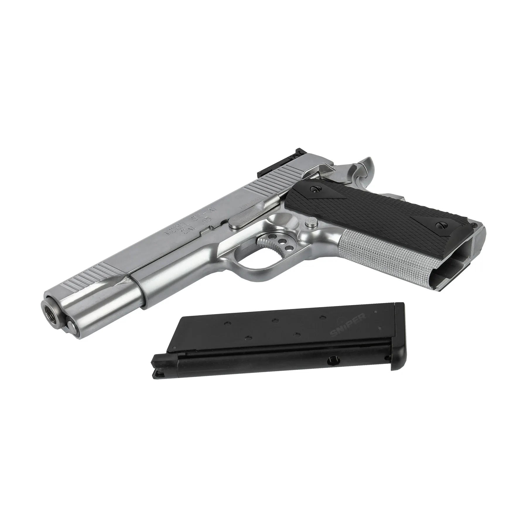 AW Custom NE1201 1911 Silver GBB Softair Pistole AW Custom NE1201 1911 Silver GBB Softair Pistole