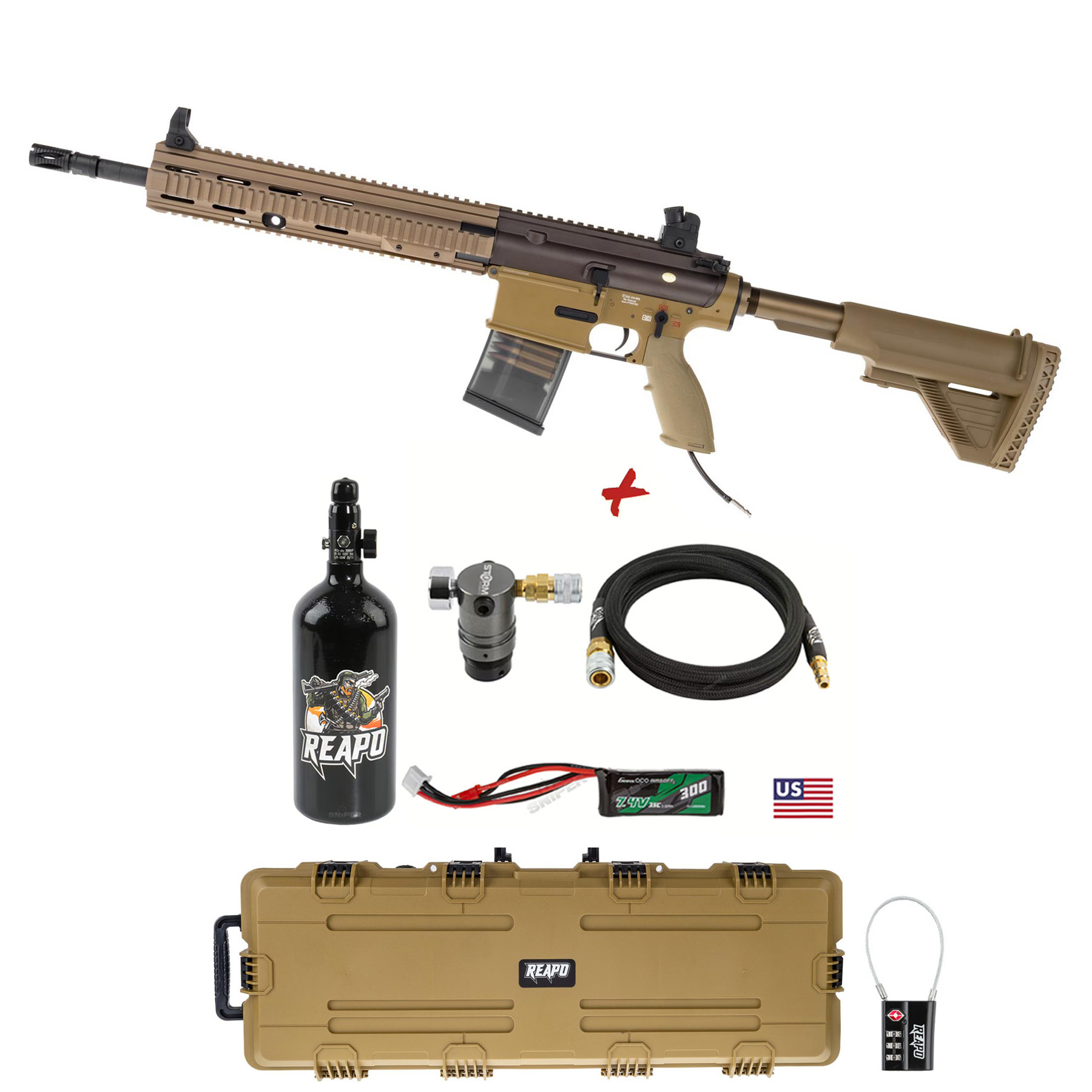 HPA Deal #2 - SAC x Wolverine GE17 HPA DMR Rifle, Tan