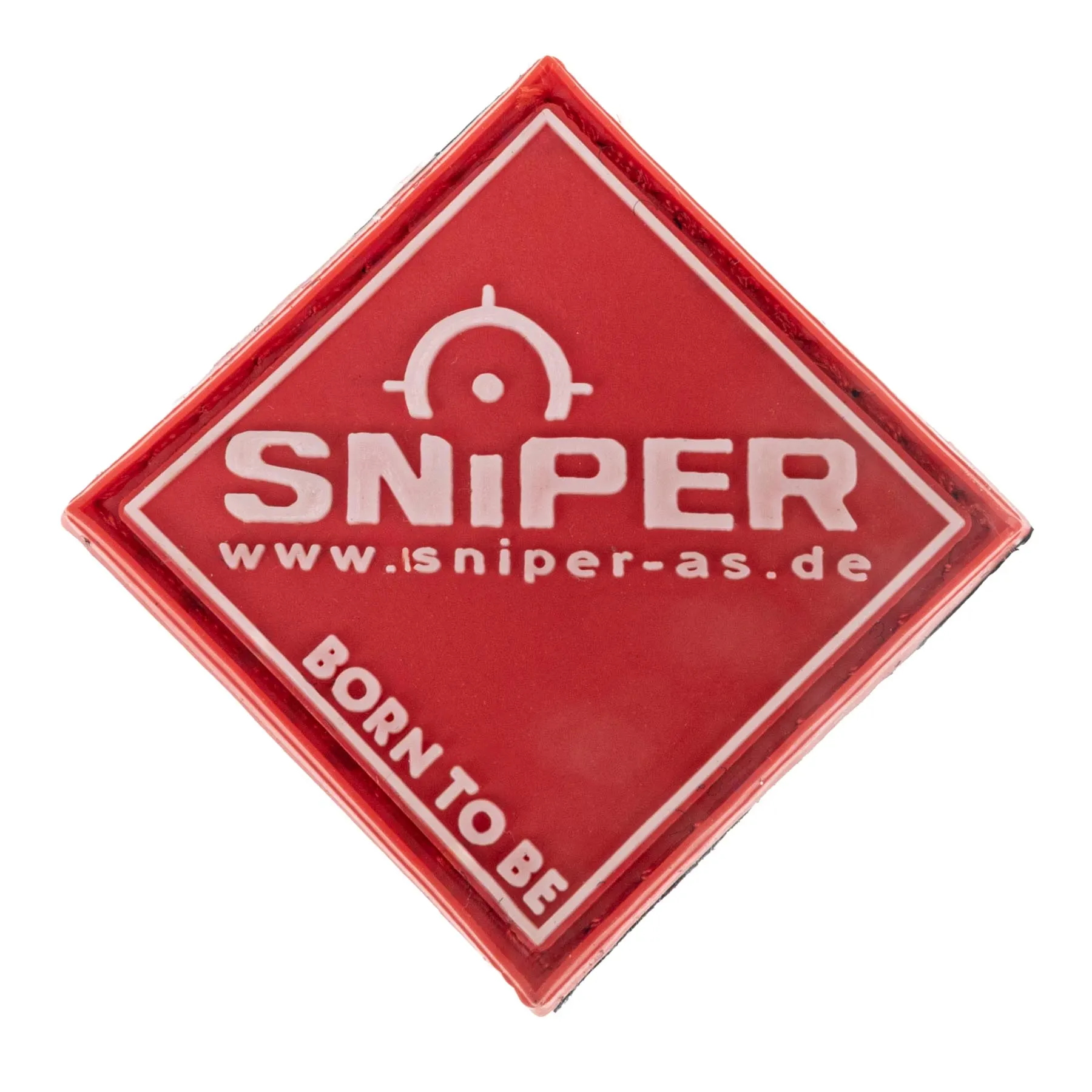 Square Sniper 3D Glow in Dark Rubber Patch, Red